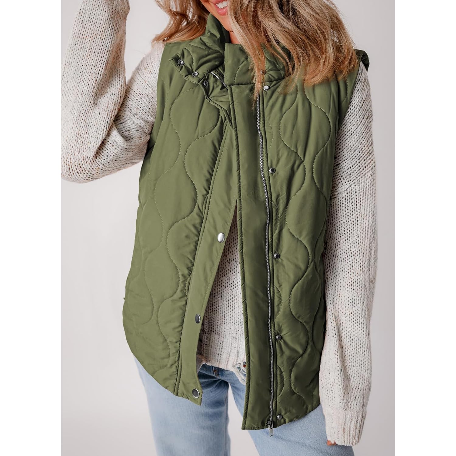 EVALESS Cropped puffer bodywarmer Dames lichtgewicht gequilt Stand - Image 6