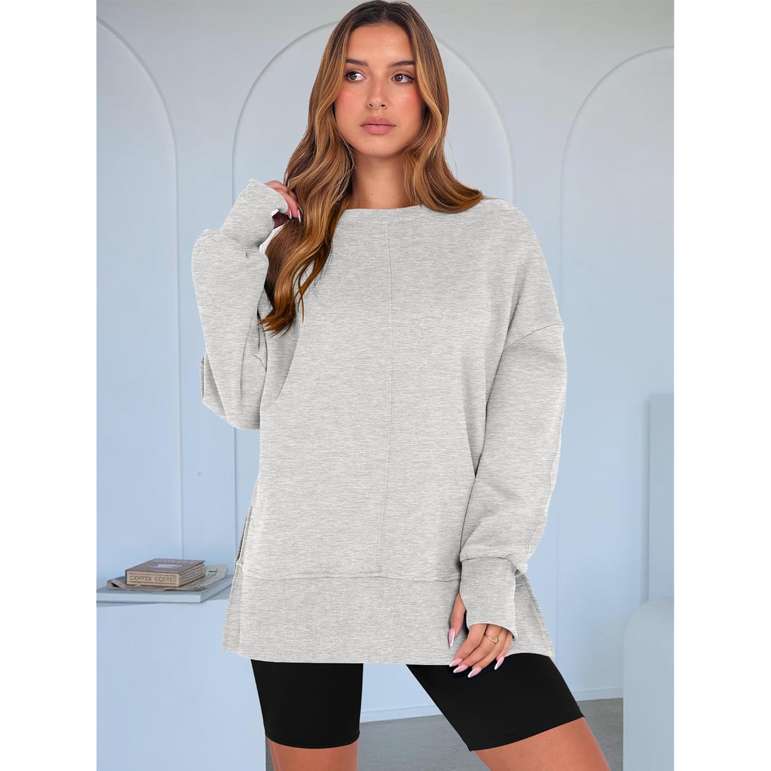 ANRABESS Dames oversized sweatshirt Thumbhole Long Sleeve hoodie - Image 2