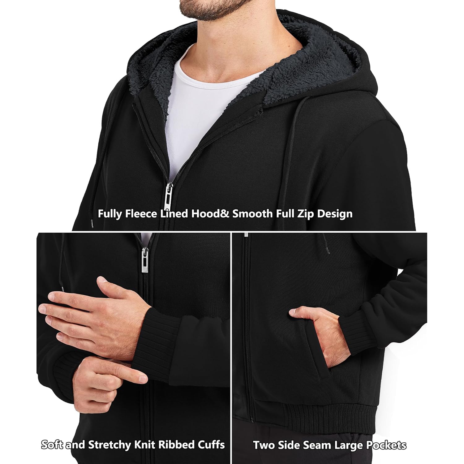 GEEK LIGHTING Heren’s Fleece-gevoerd rits Up hoodie, Thick - Image 4