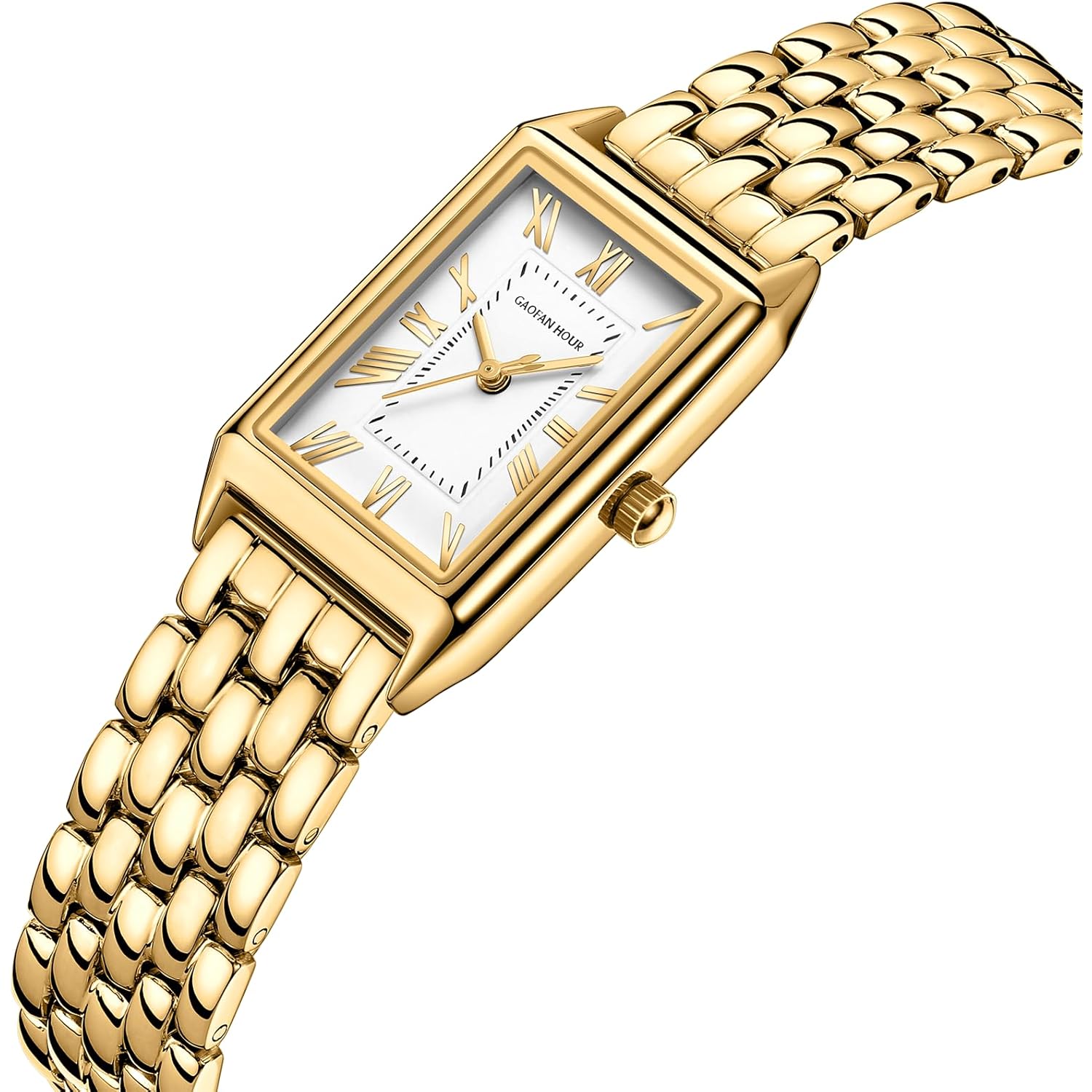 Goud horloge for Dames with Vintage Rectangular kast,wit - Image 2