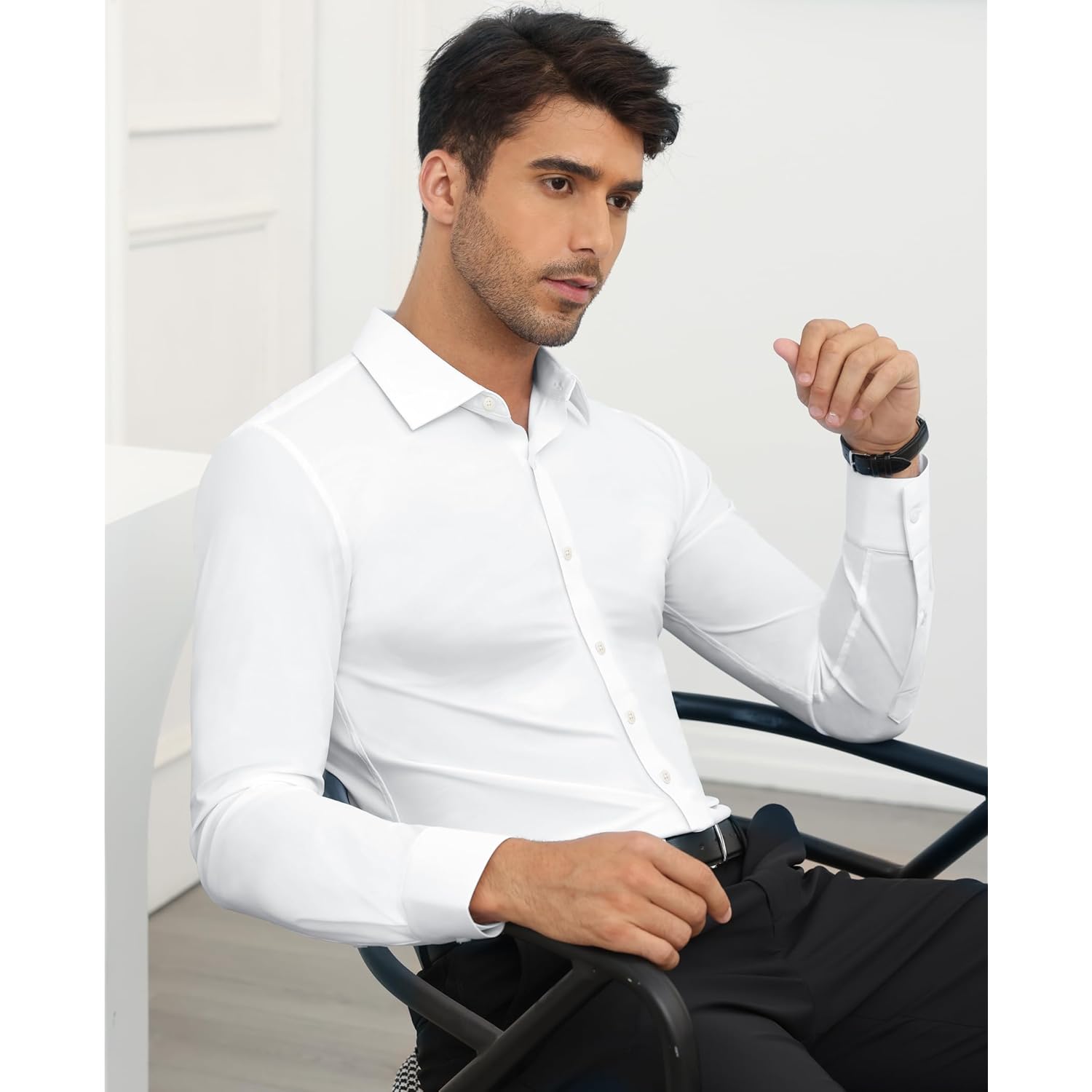 Heren overhemd lange mouw slim basic comfort dagelijks 2 - Image 5