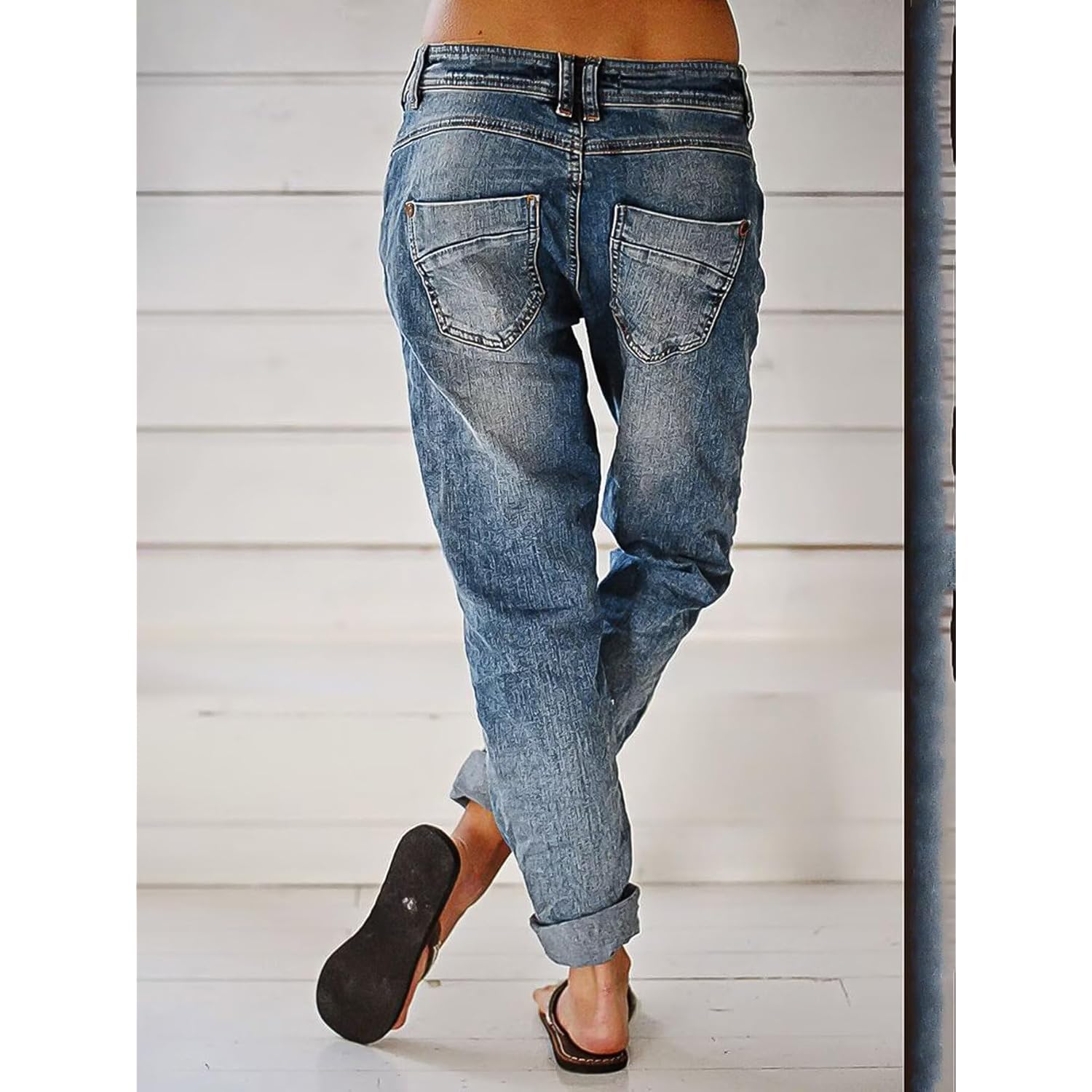 Flamingals Dames Stretchy straight Leg Casual low-rise jeans - Image 4