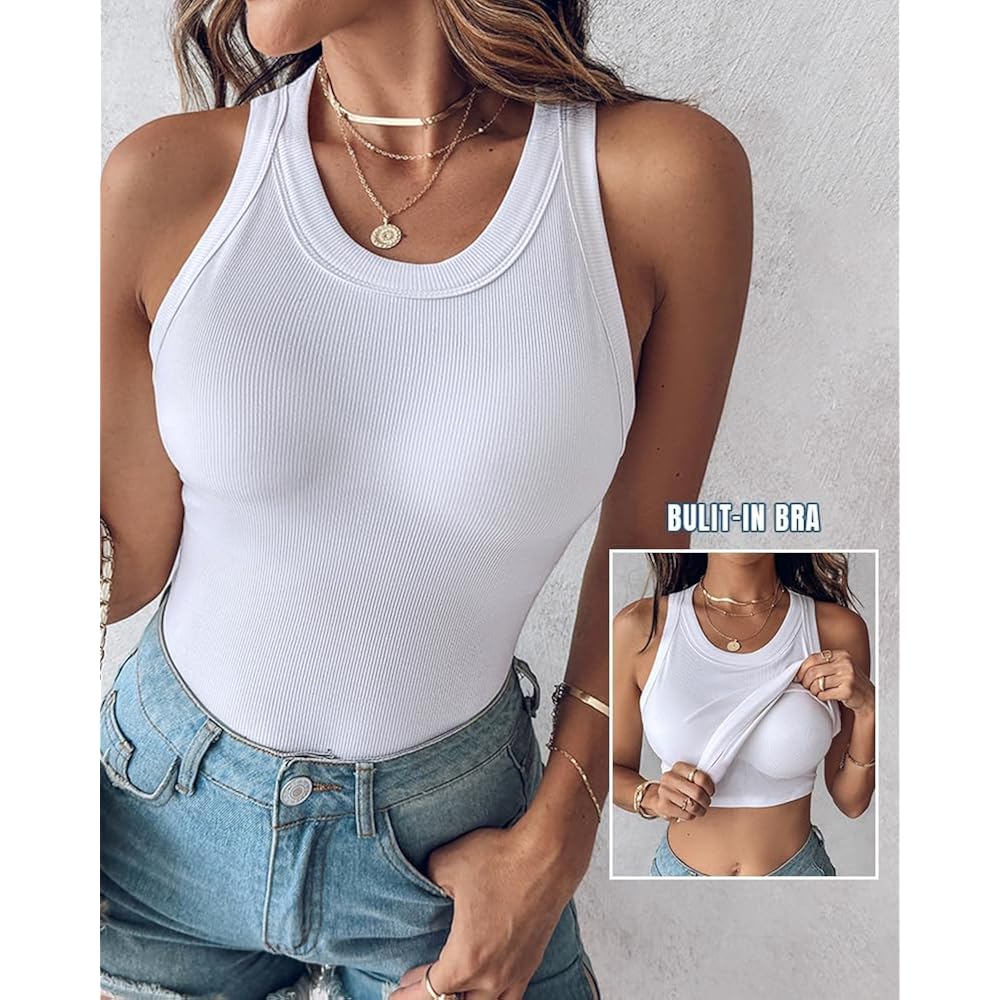 CHICME Dames Built-in Bra tanktop mouwloos Casual shirt - Image 6