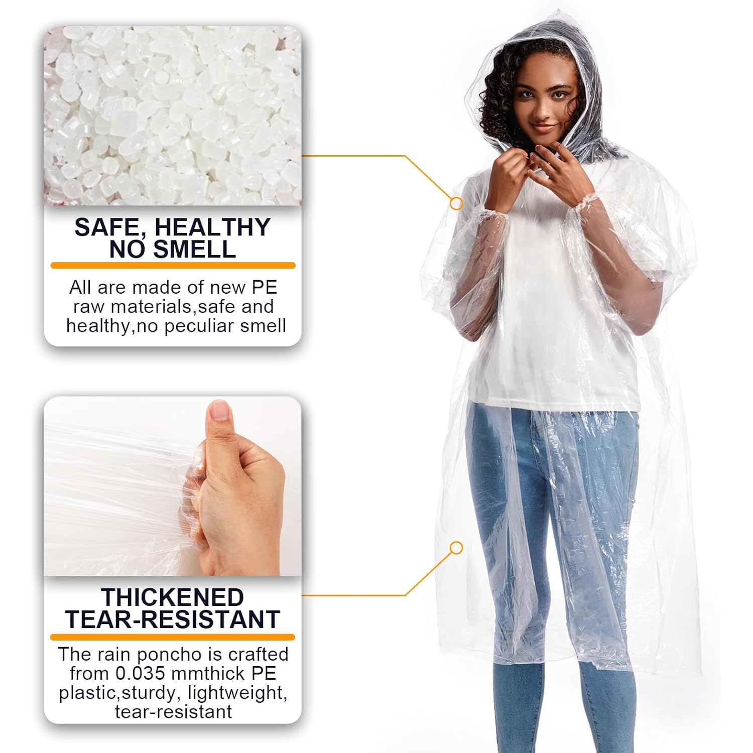 ALBRY Disposable regen Ponchos for Adults with Drawstring - Image 3