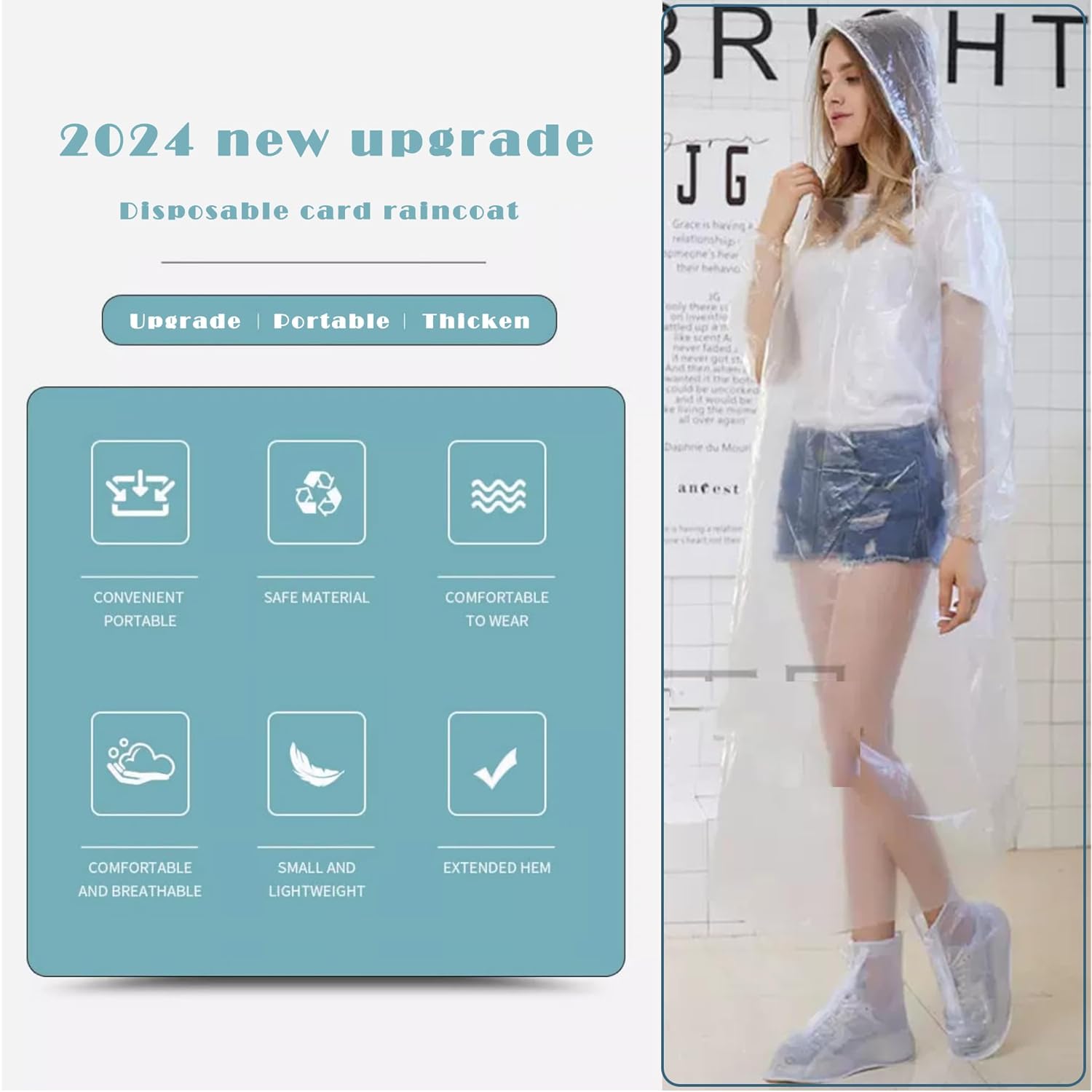 10 Pack Disposable regen Ponchos for Adults, Card-Sized - Image 5