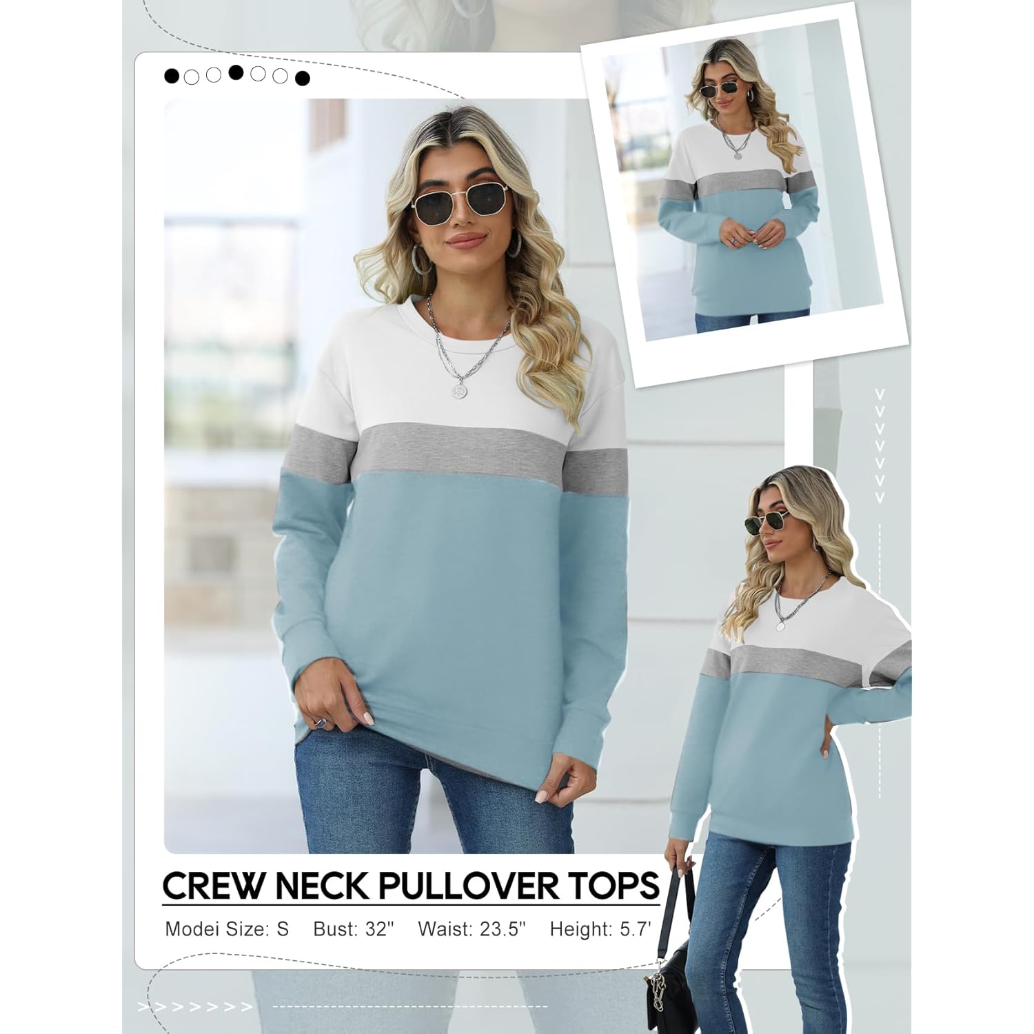TICTICMIMI Dames Casual Long Sleeve Color Block/Solid Tops - Image 4