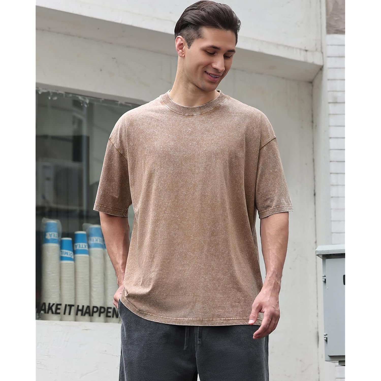 Heren t-shirt korte mouw oversized basic comfort dagelijks - Image 2