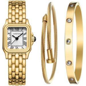 CHEETAH Dames’s goud Bangle horloge and schakelband Set