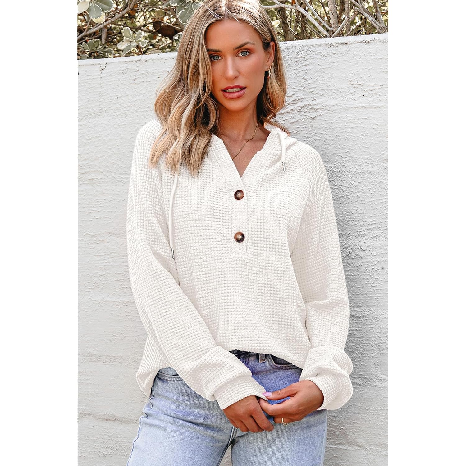 Dokotoo hoodie for Dames Waffle Knit Long Sleeve - Image 5