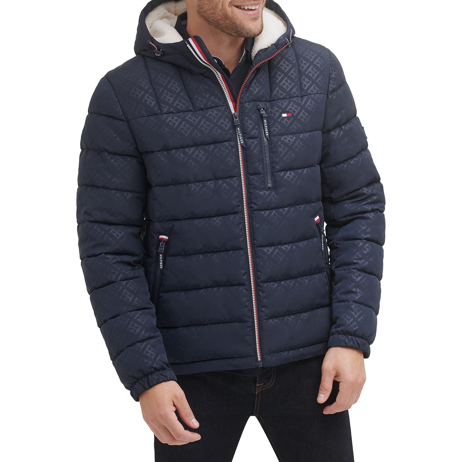 Tommy Hilfiger Heren Midweight Sherpa gevoerd capuchon waterafstotend