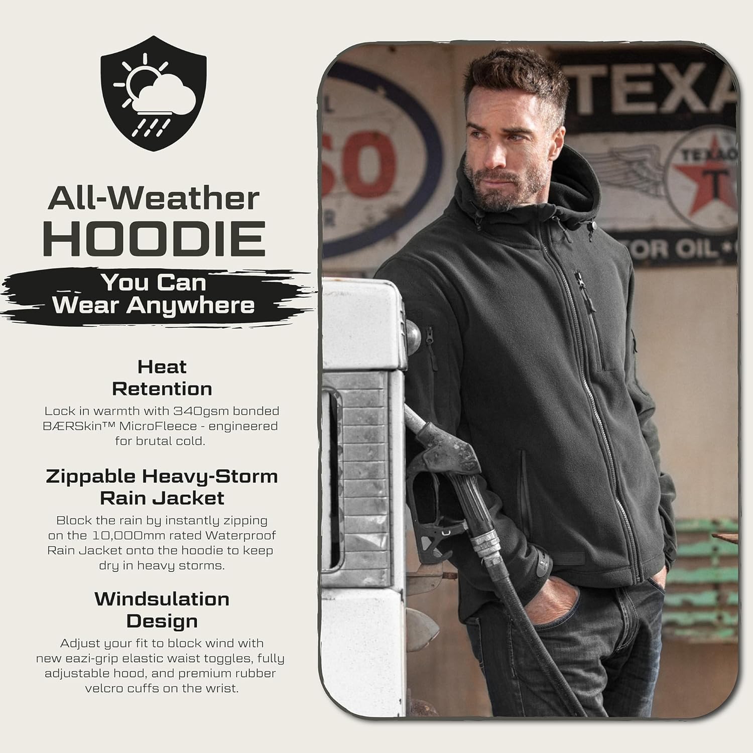 Heren Hoodie Jacket for Heren 4.0 - Military Style fleece Sweater for - Image 4