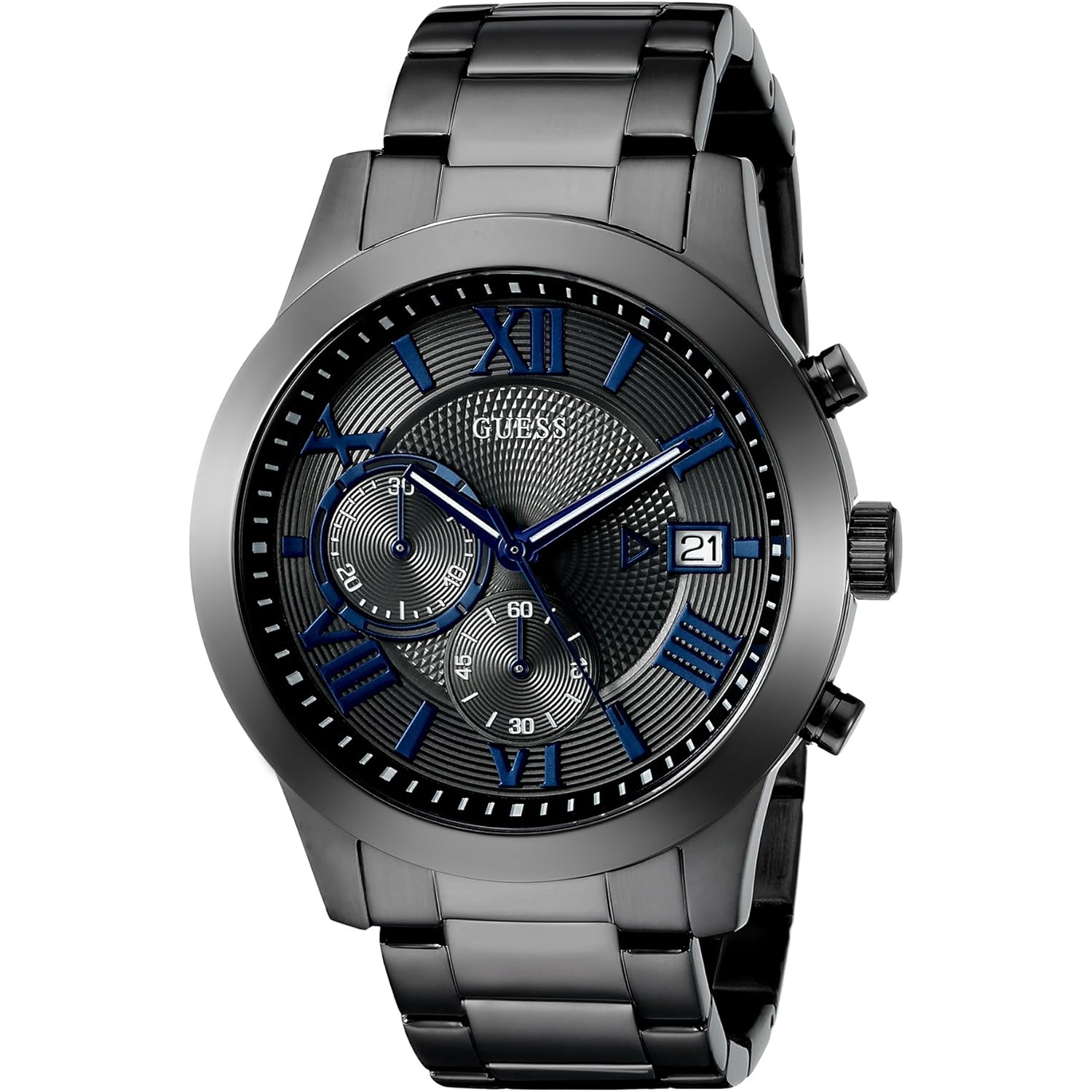 Guess heren roestvrij staal gunmetal chronograaf bracelet horloge