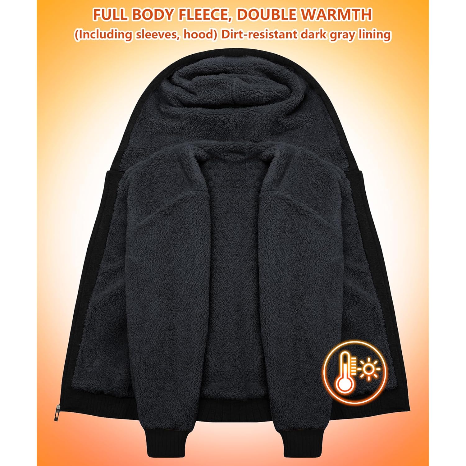 GEEK LIGHTING Heren’s Fleece-gevoerd rits Up hoodie, Thick - Image 2