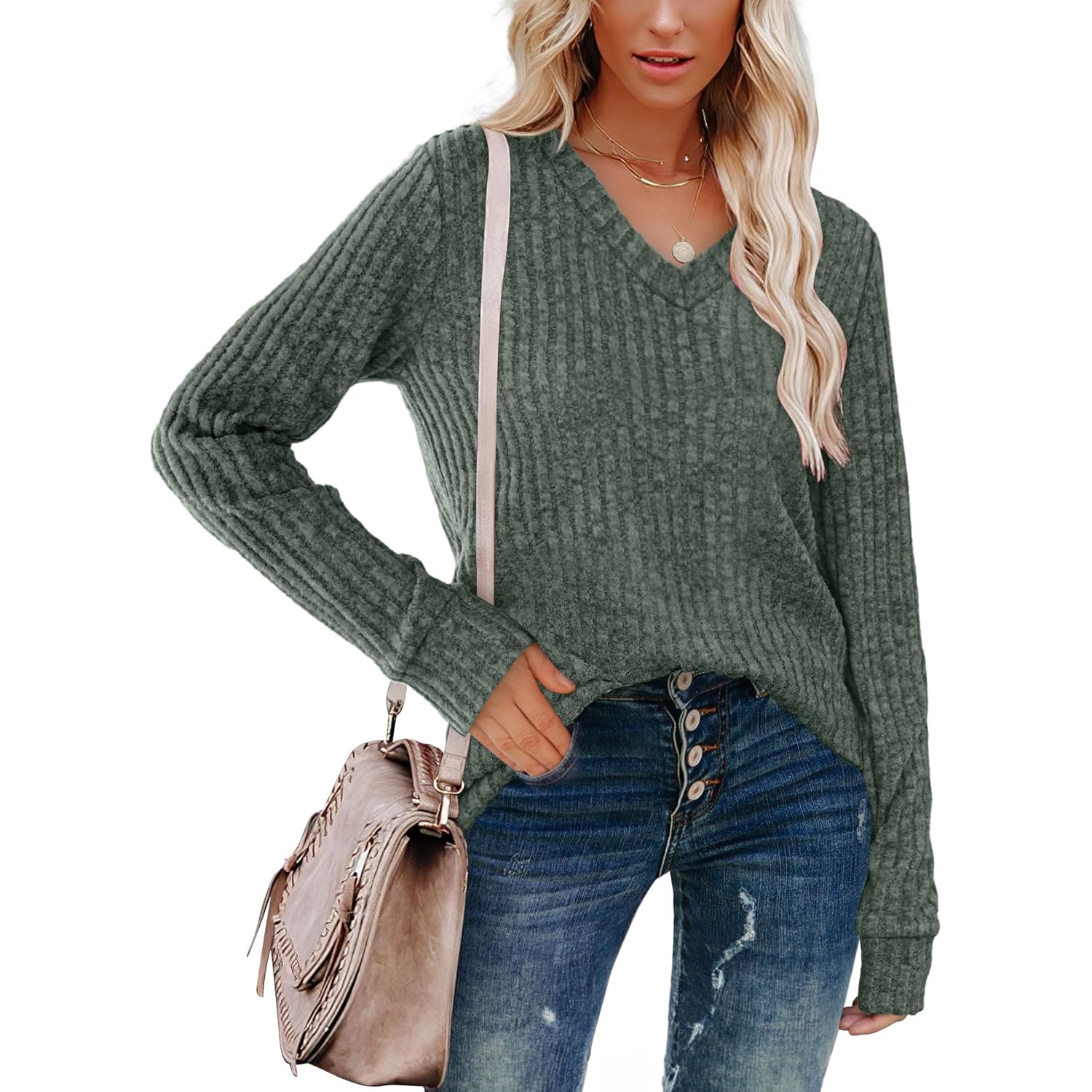 Sampeel V Neck lange mouw shirt for Dames - Image 2