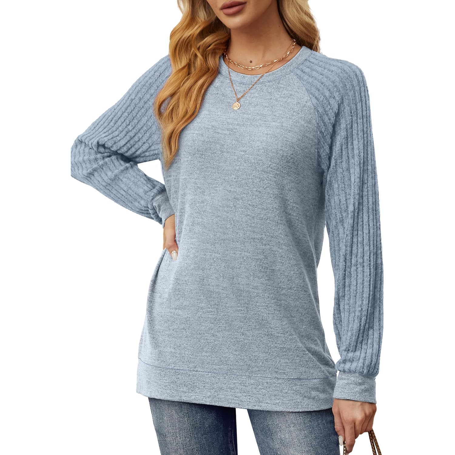 Saloogoe Tunic sweatshirt for Dames Crewneck lichtgewicht Sweaters - Image 2