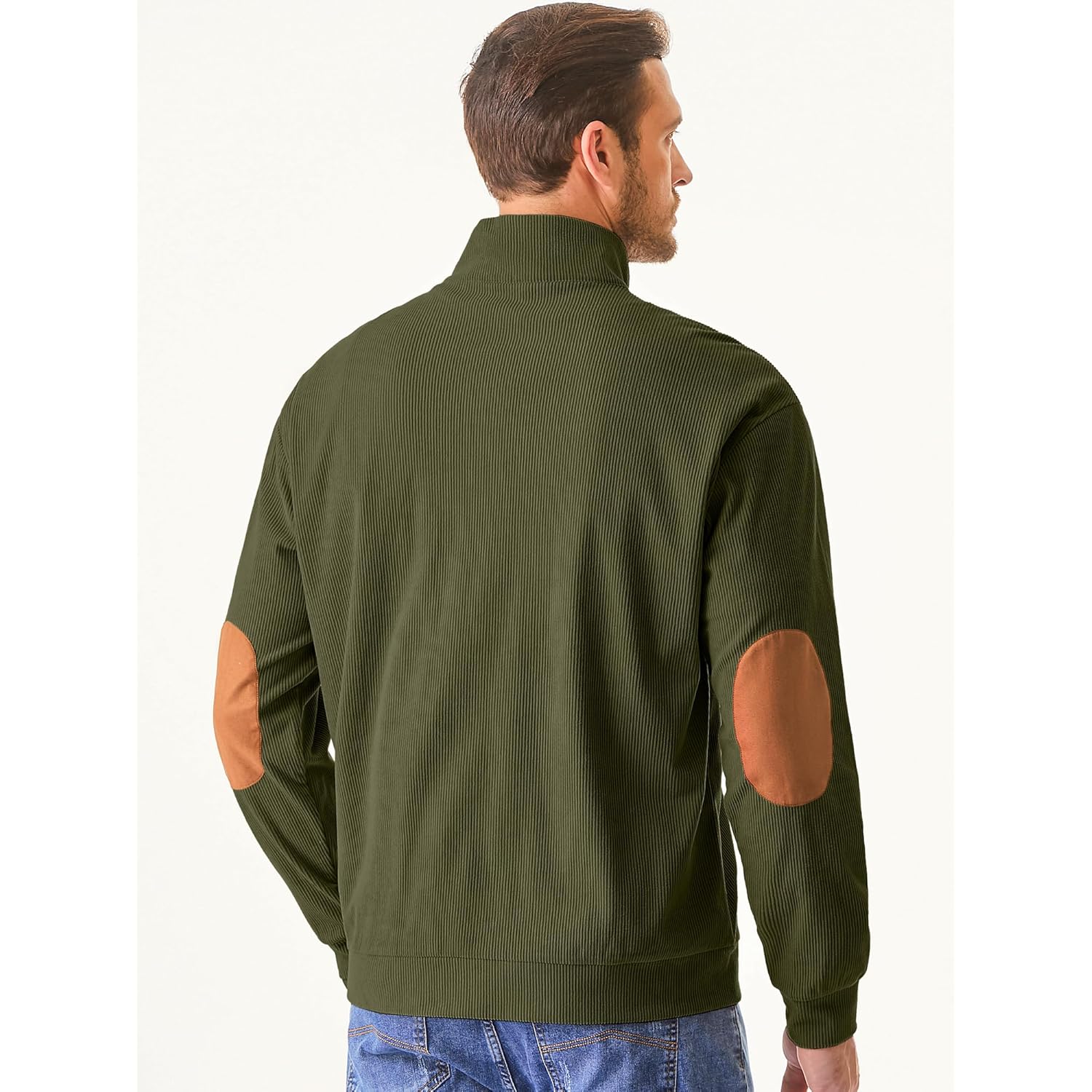 Heren hoodie Warm Corduroy sweatshirt Casual Stand Collar Quarter Fall Metal Button - Image 4