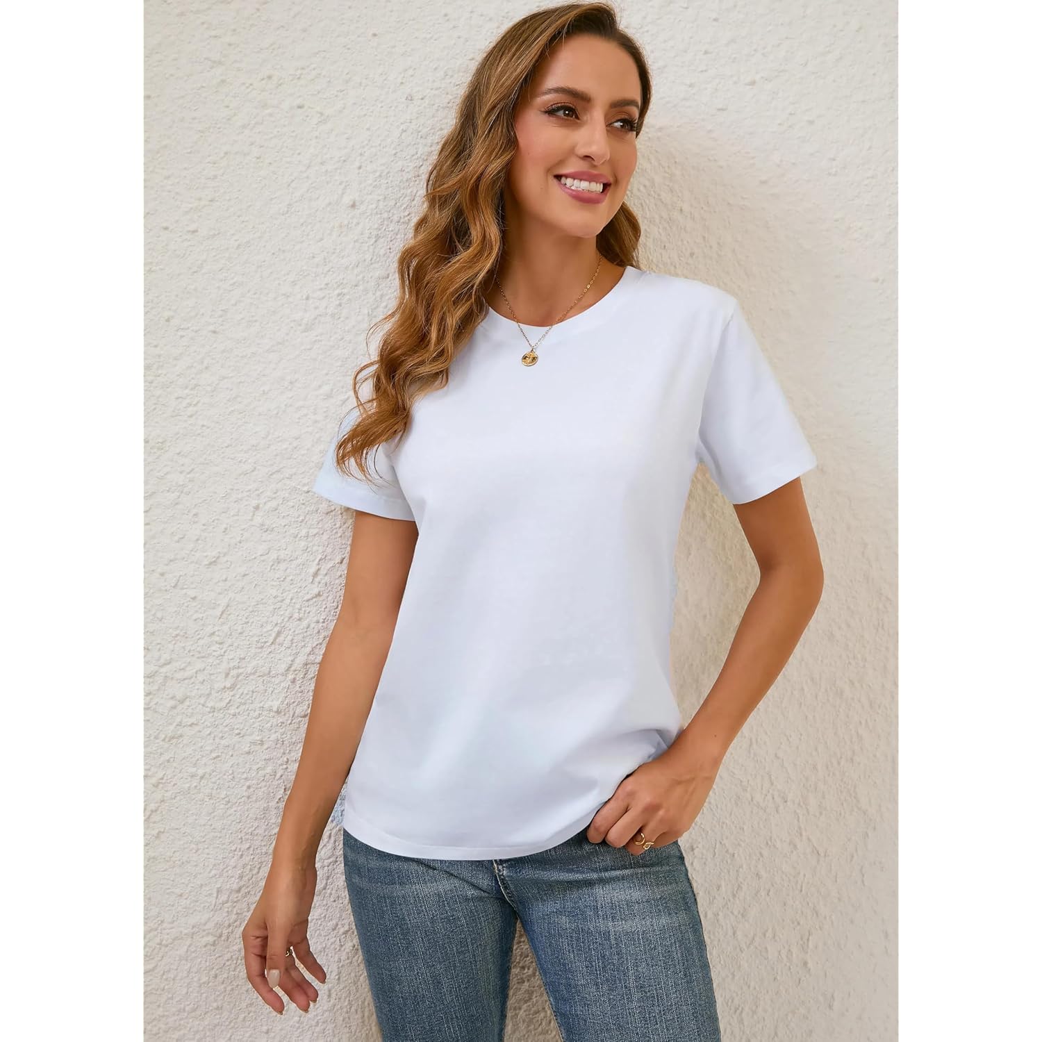 Katoen Basic T shirt for Dames,ronde hals korte - Image 2