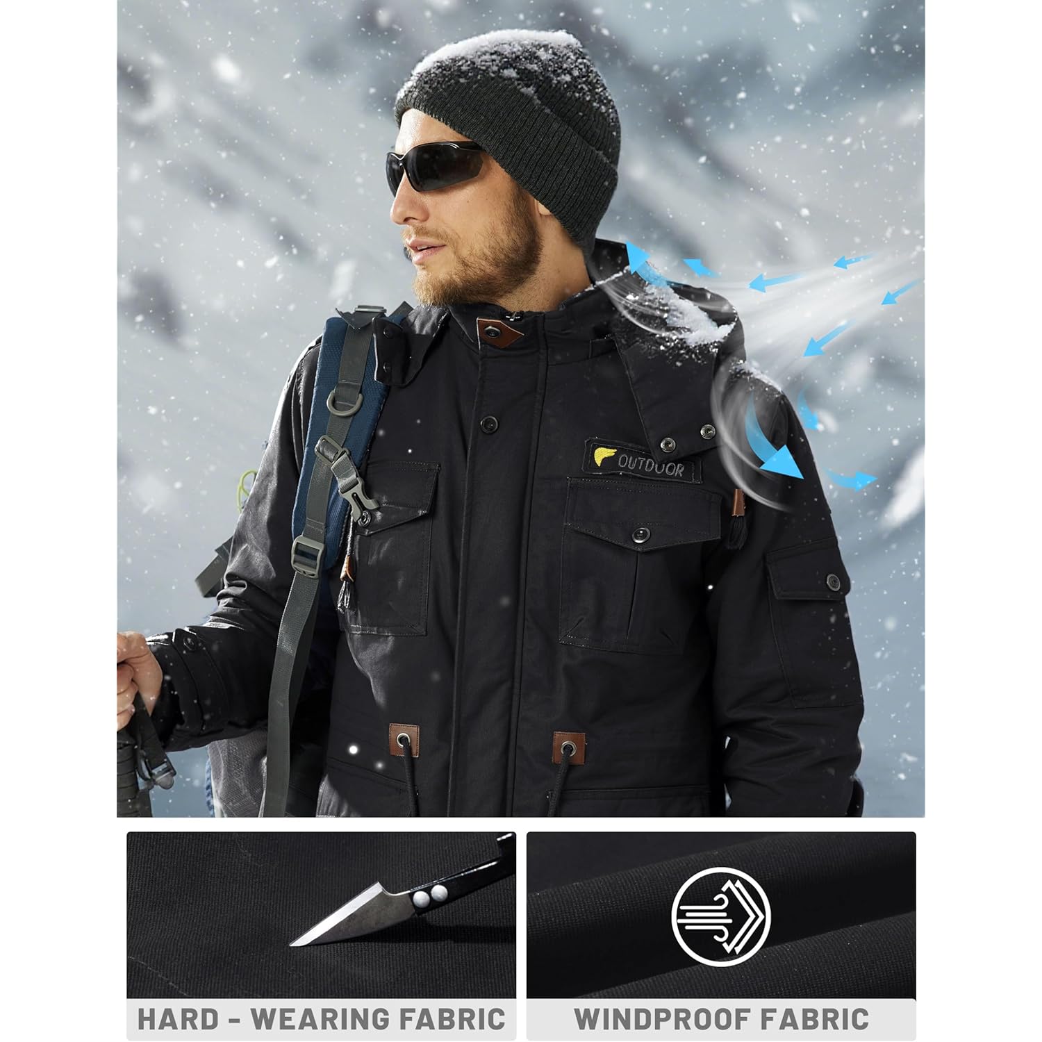 TACVASEN Heren Winter jas Cotton Military jassen Fleece - Image 4