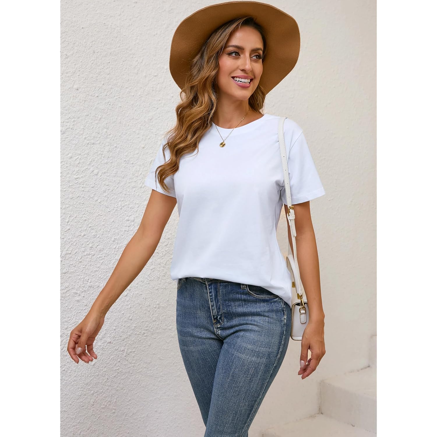 Katoen Basic T shirt for Dames,ronde hals korte - Image 4