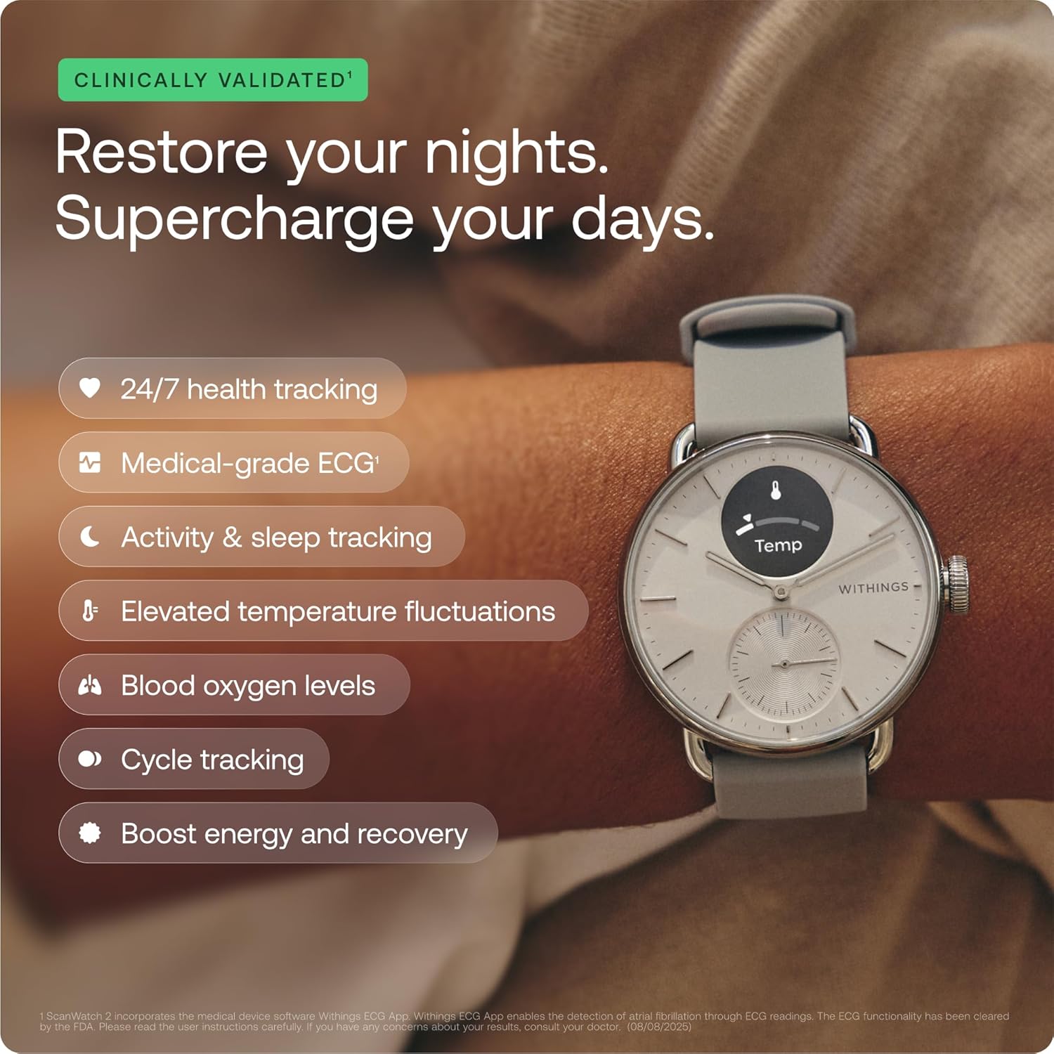 Withings ScanWatch 2 - Hybrid Smart horloge, Heart - Image 3