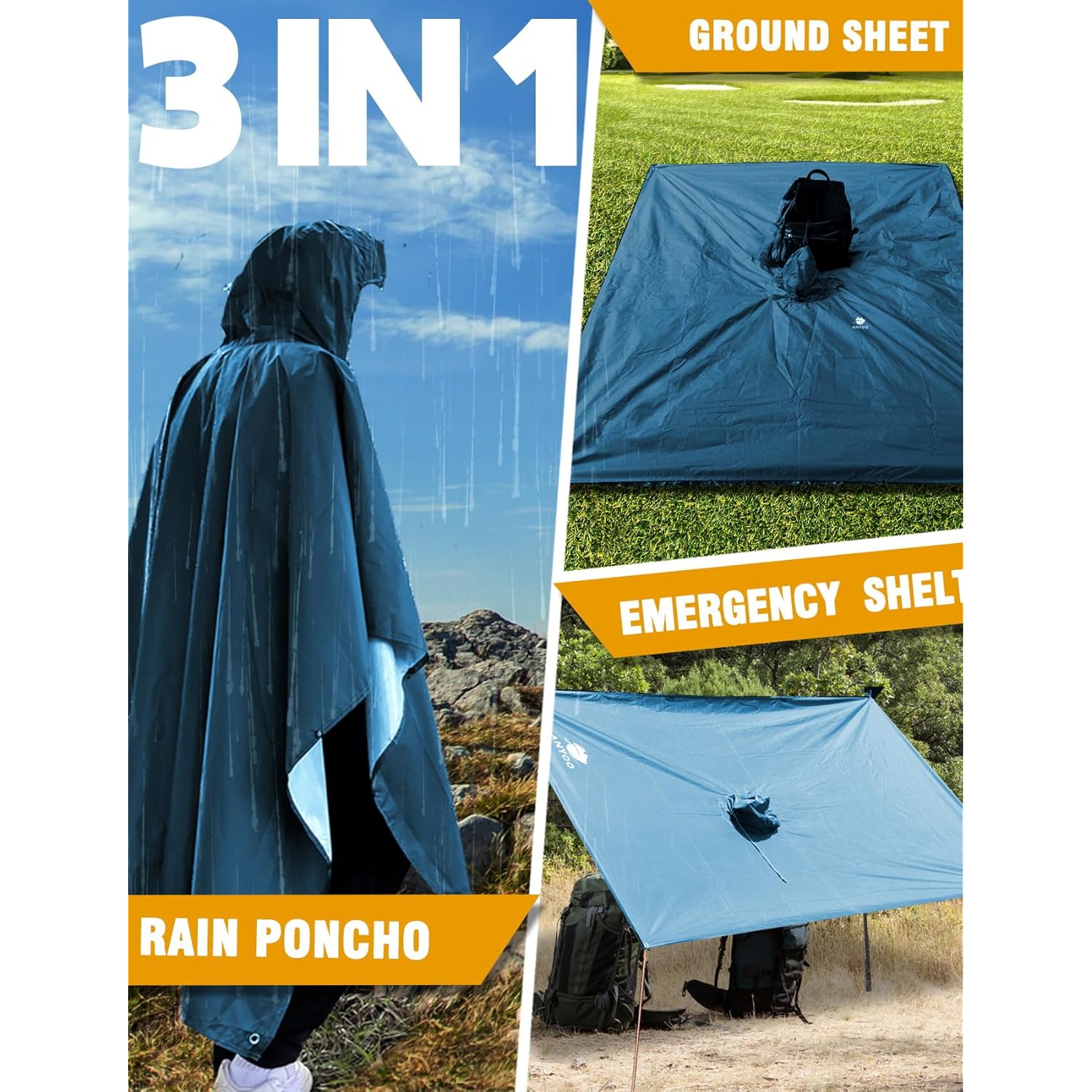 ANYOO capuchon regen Poncho for Adults waterdicht lichtgewicht - Image 6