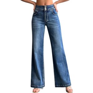 Roswear Dames wide leg jeans Casual high-waist stretch
