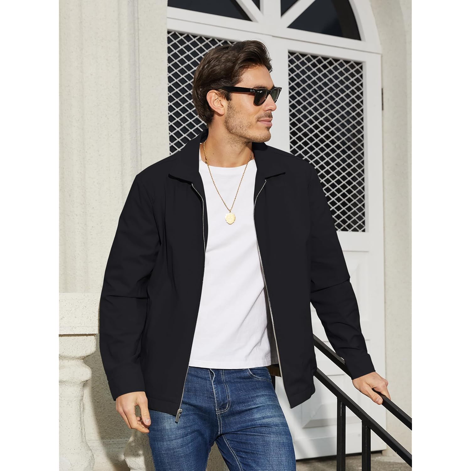 TACVASEN Heren lichtgewicht Windbreaker Full rits Up Laydown - Image 3