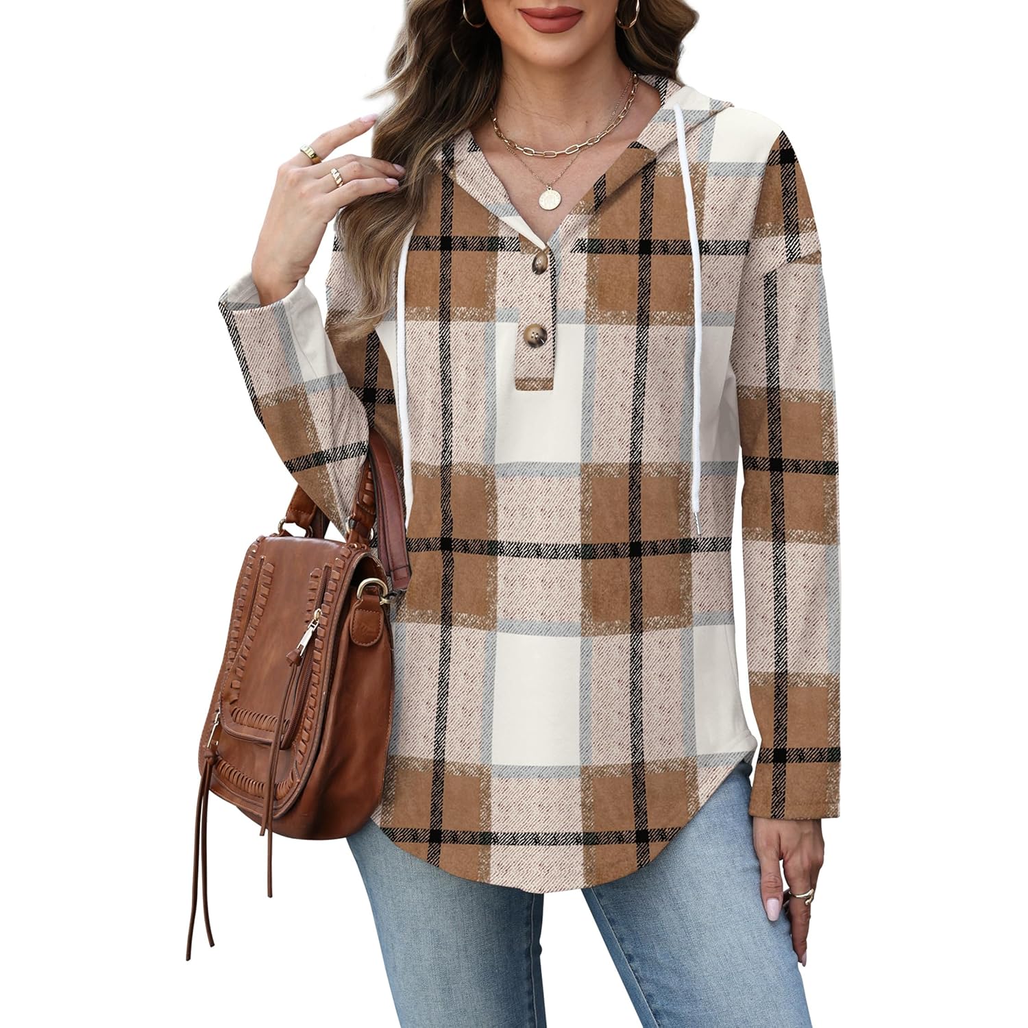 RUMIA Dames Tops V Neck Button sweatshirt for - Image 2