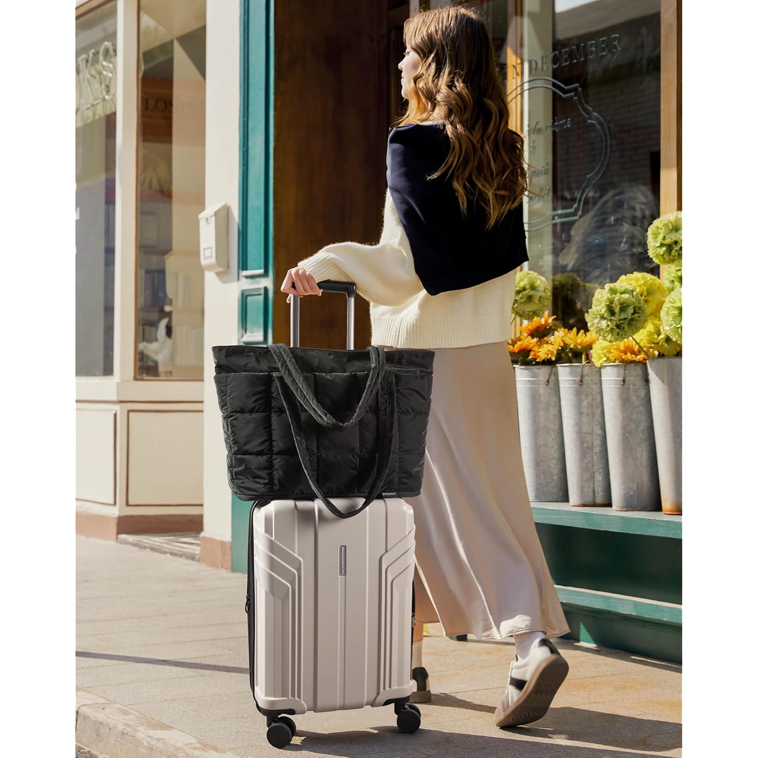 BAGSMART Expandable tote Bag for Dames, Puffer Work - Image 6