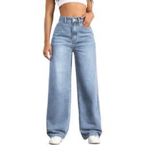 Straight Leg jeans for Dames,high-waist wide leg Loose