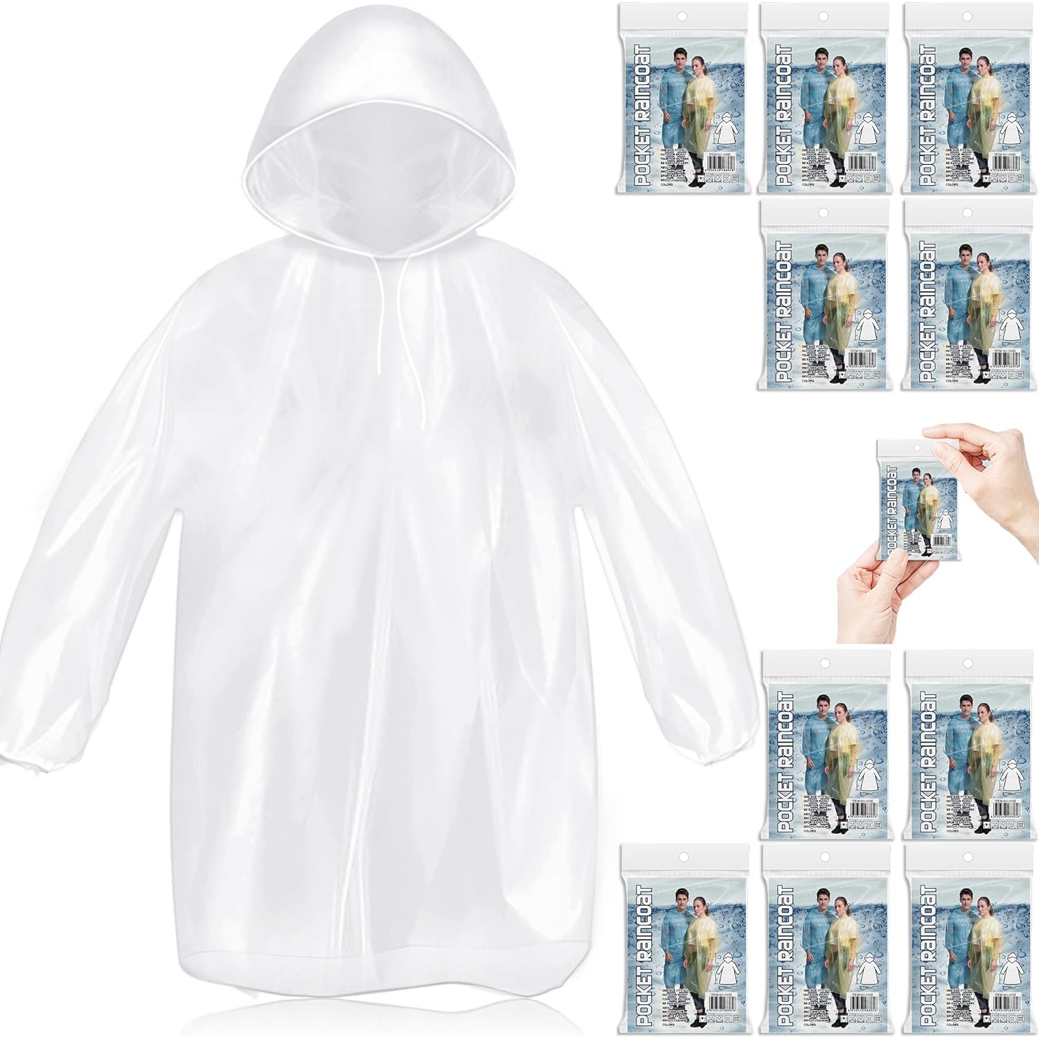 10 Pack Disposable regen Ponchos for Adults, Card-Sized