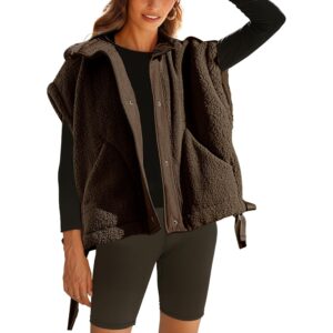 OPCAKM Dames Fuzzy fleece bodywarmer oversized Sleeveless Sherpa