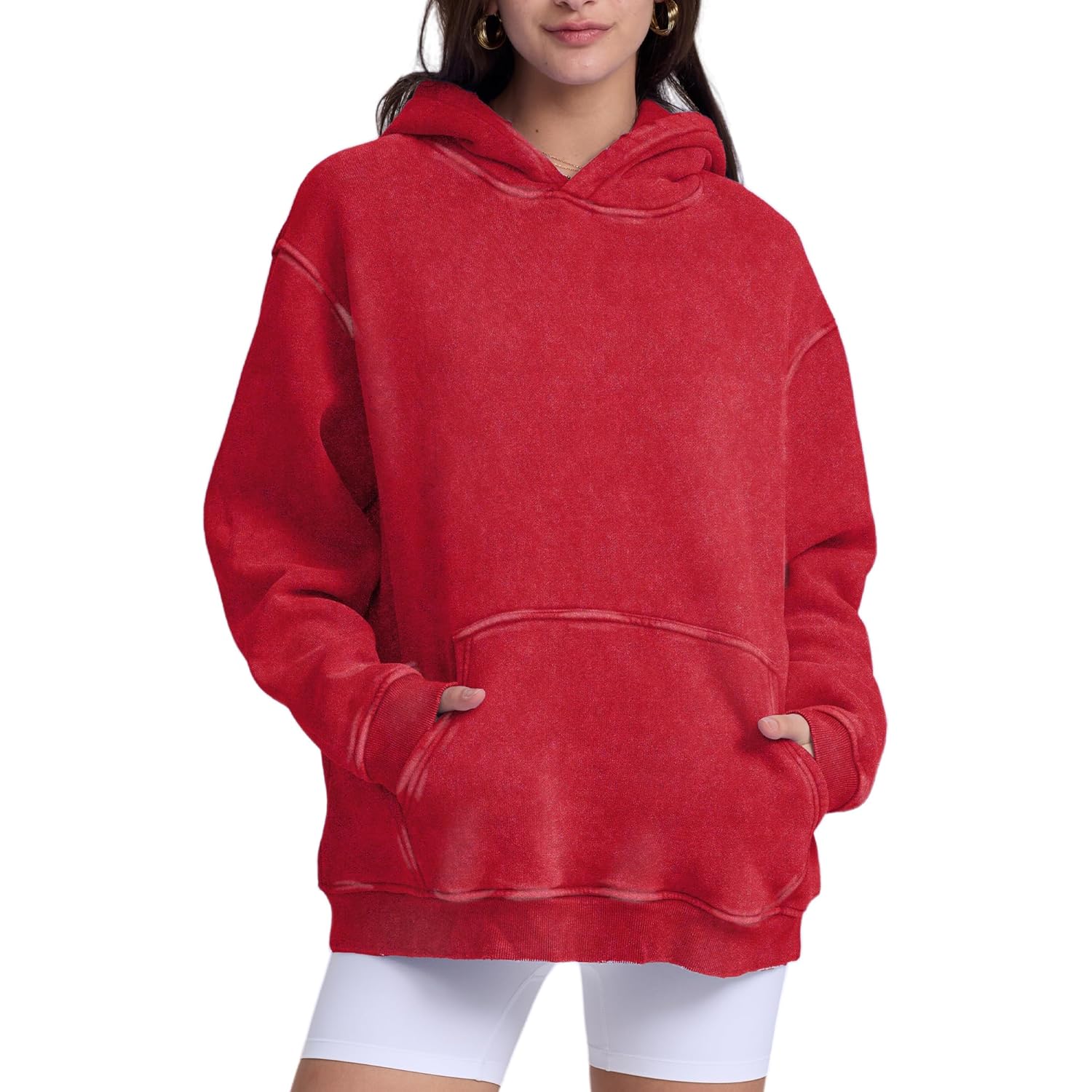 FAIABLE Dames oversized Acid Wash hoodie Unisex Heavyweight - Image 2