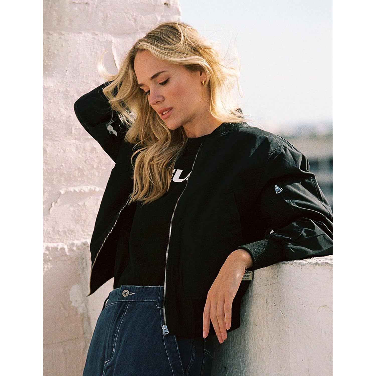 Zeagoo Dames bomber jas Casual mantel rits Up - Image 2