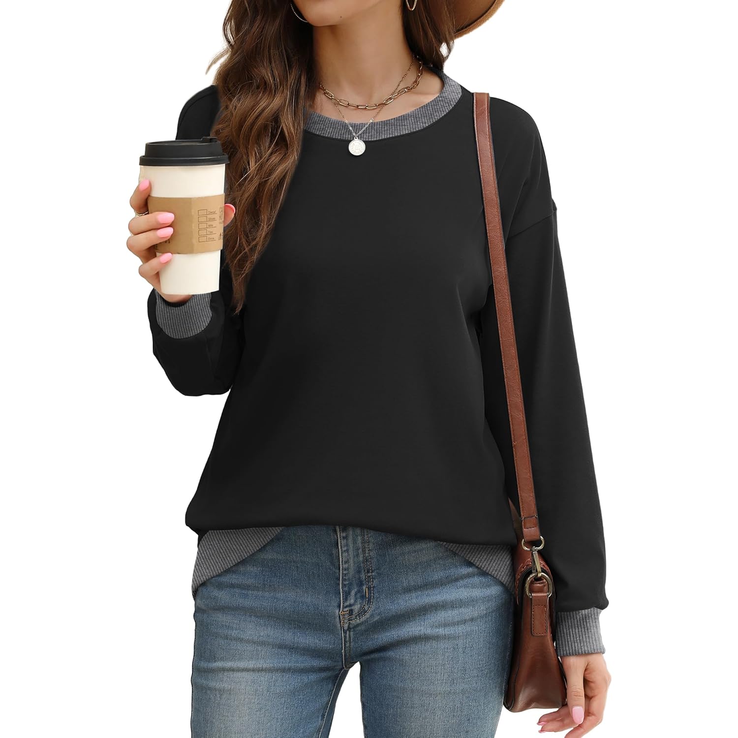 Saloogoe sweatshirt for Dames Crewneck Long Sleeve Loose - Image 2