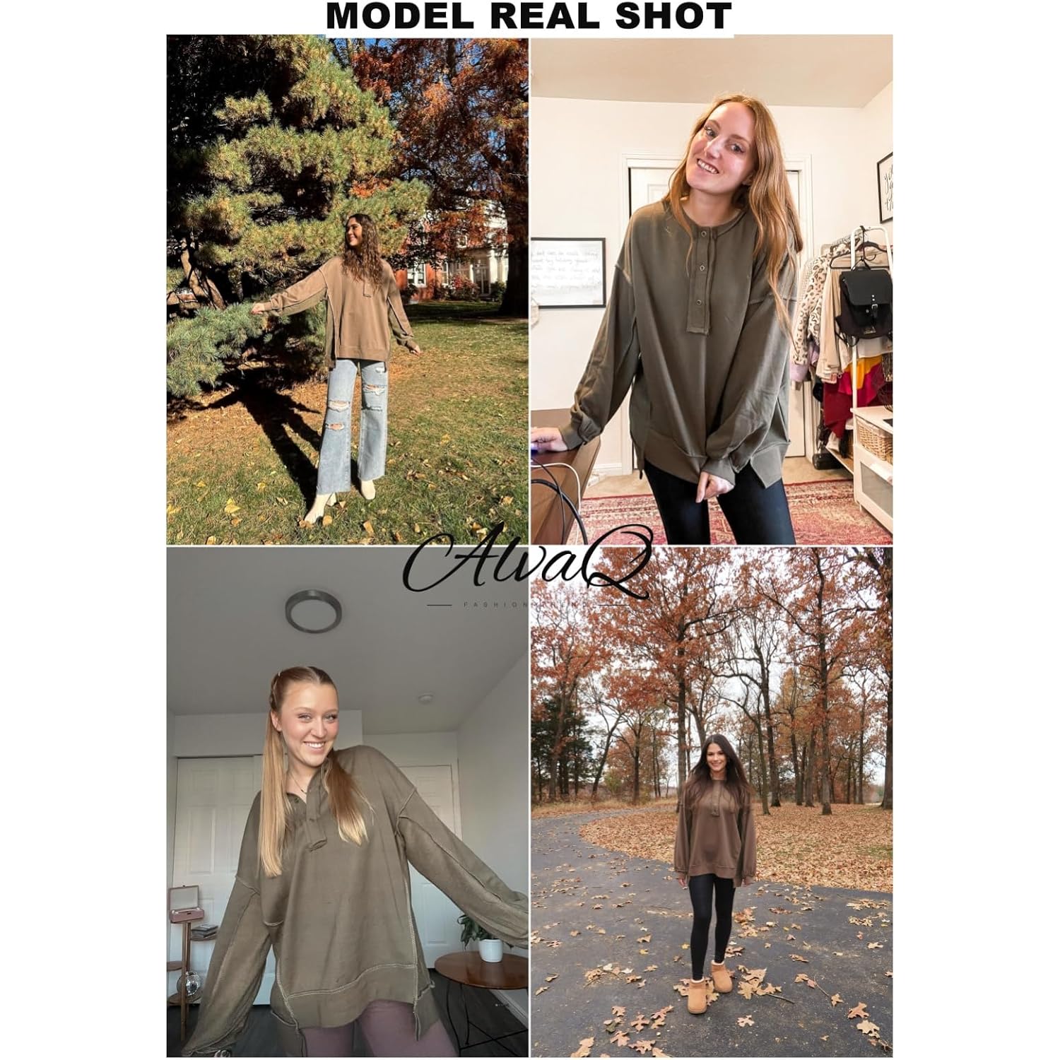 AlvaQ sweatshirt for Dames oversized Casual Long Sleeve - Image 4