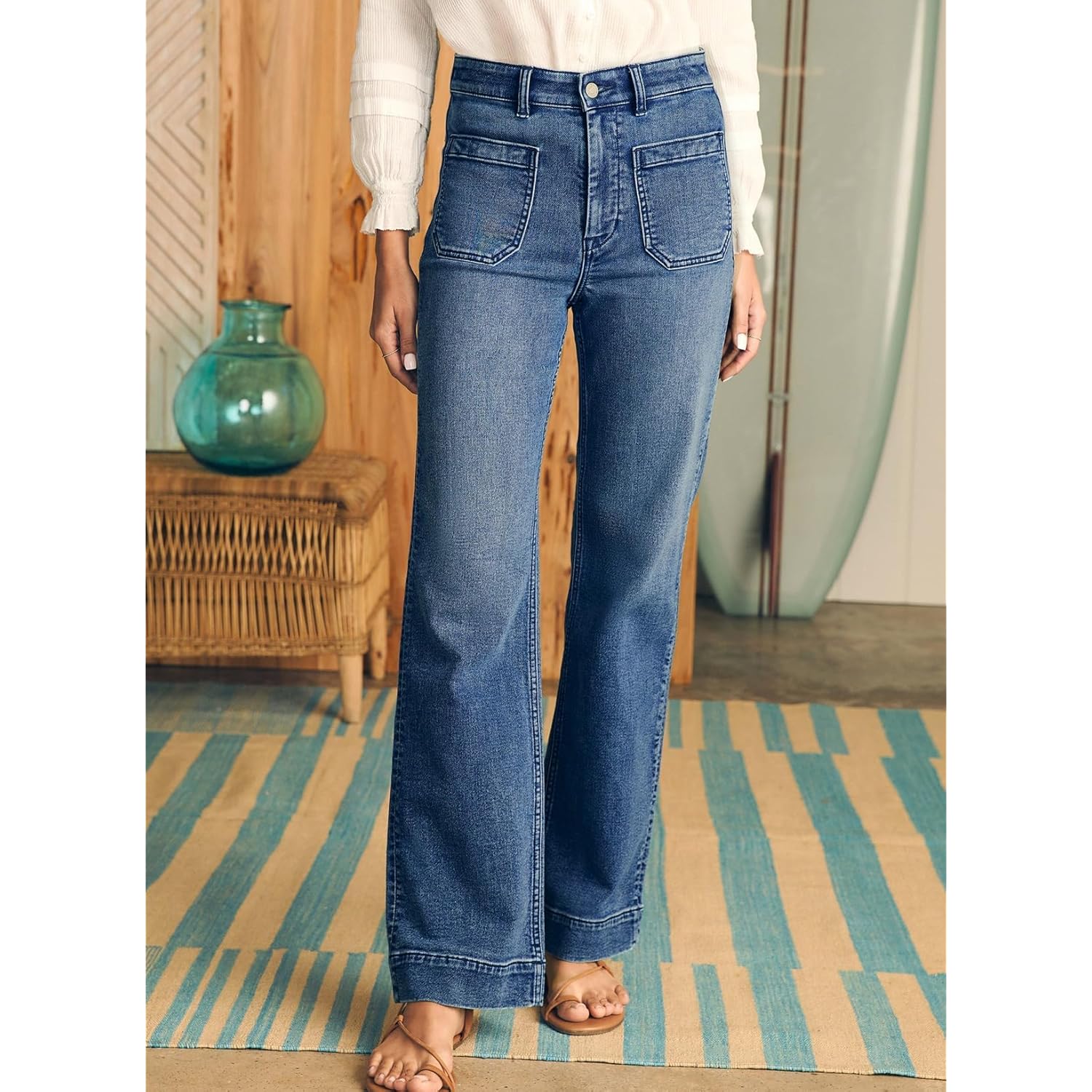 Astylish Dames wide leg jeans high-waist Stretchy straight - Image 3