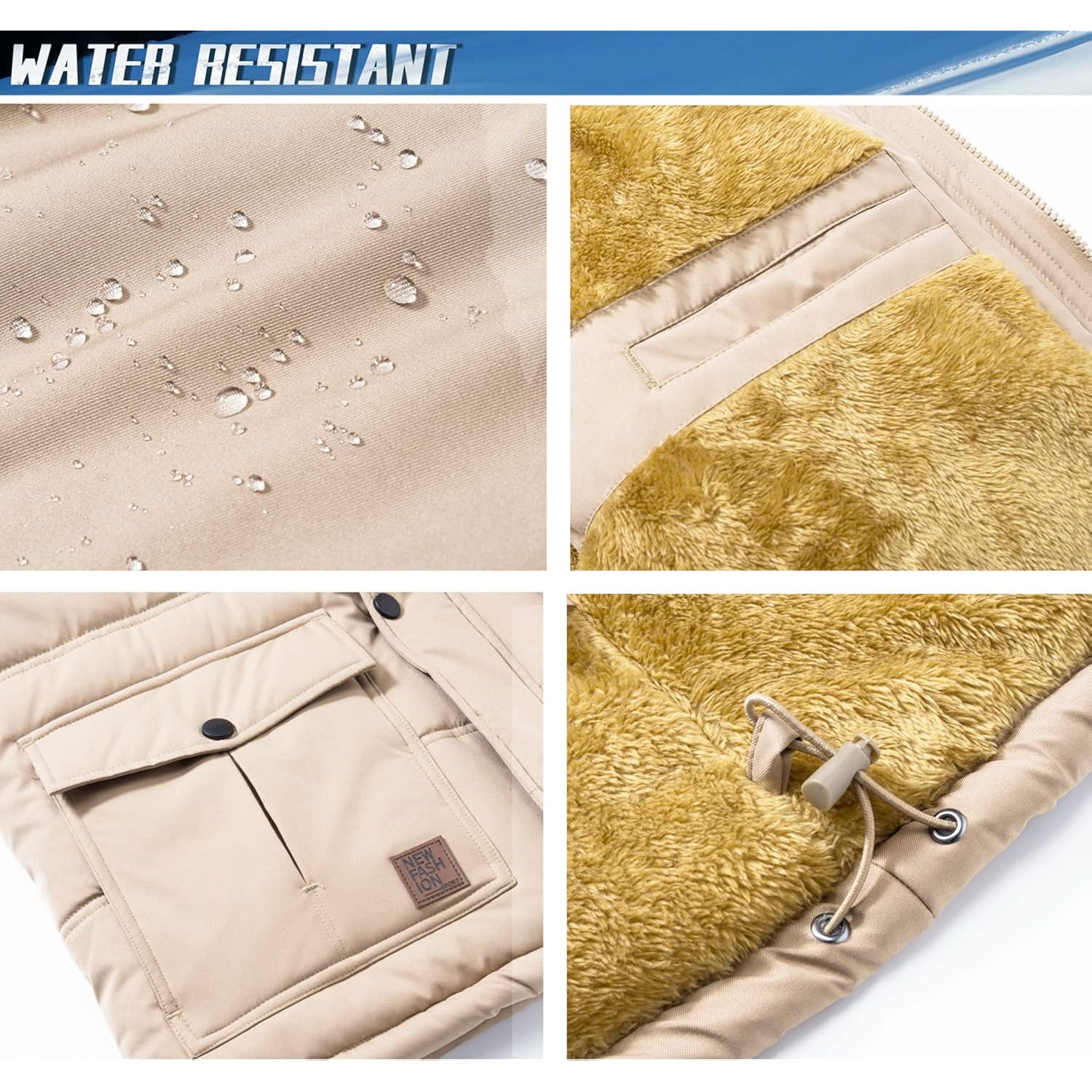 TACVASEN Heren Winter jas with capuchon Water Repellent - Image 7