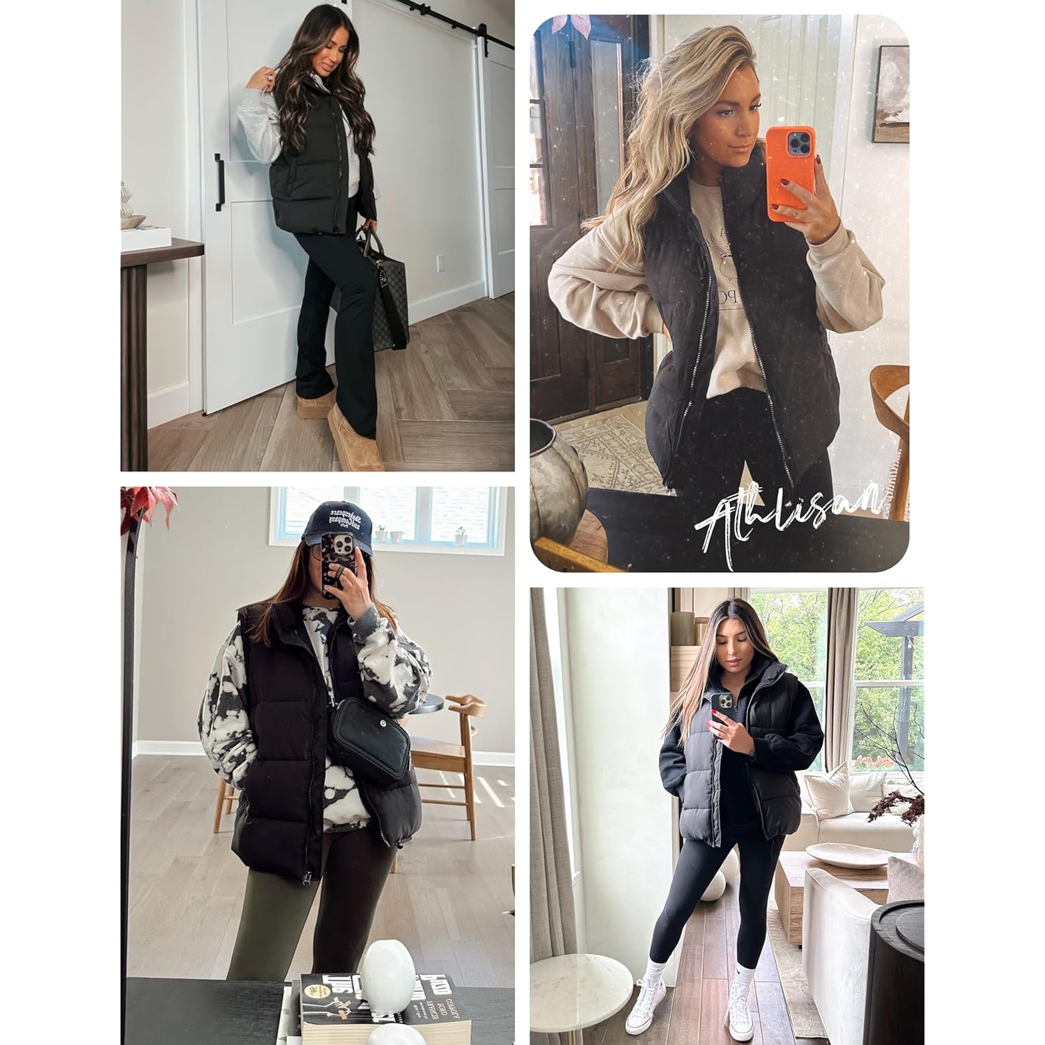 Athlisan Dames rits Up puffer bodywarmer Stand Collar - Image 4