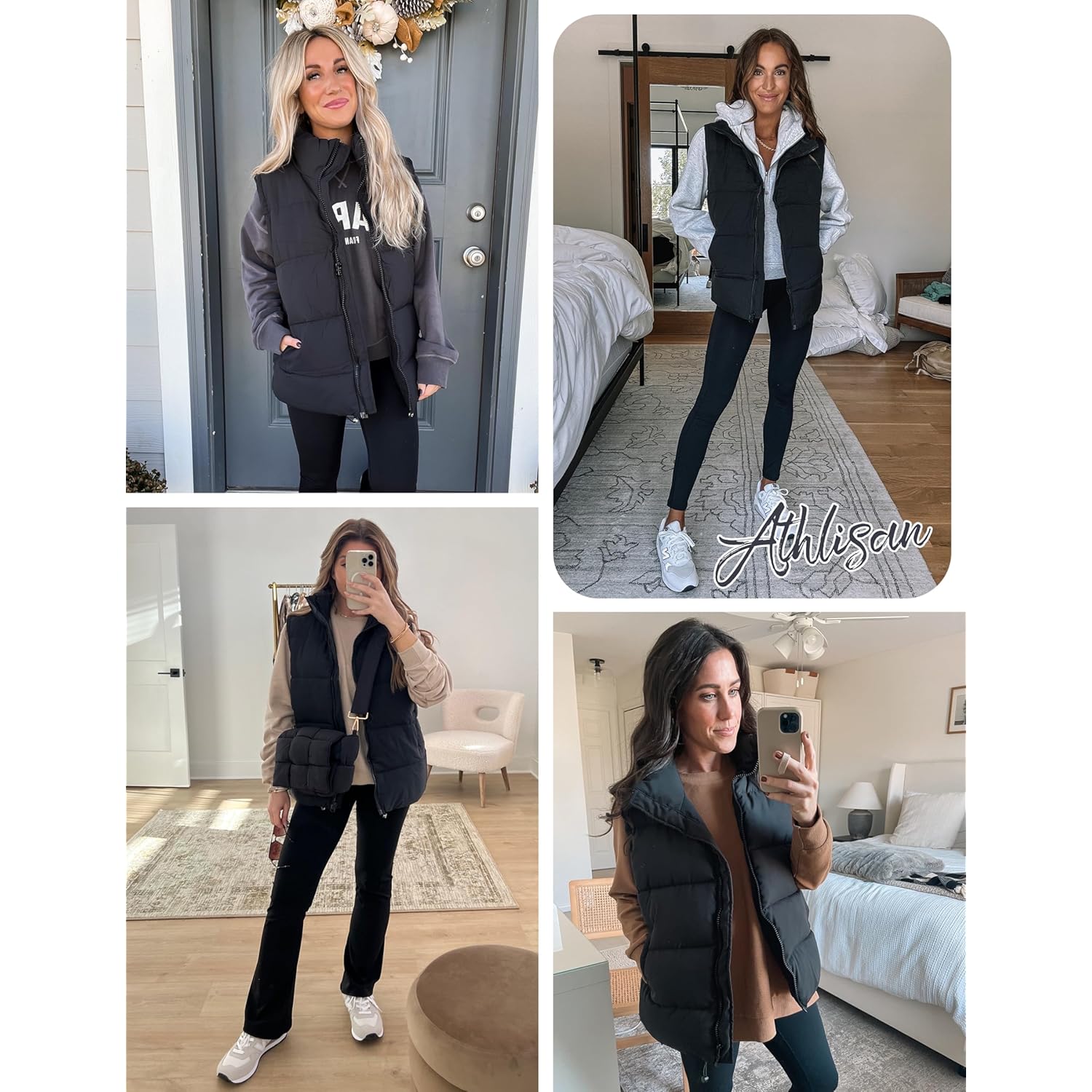 Athlisan Dames rits Up puffer bodywarmer Stand Collar - Image 6