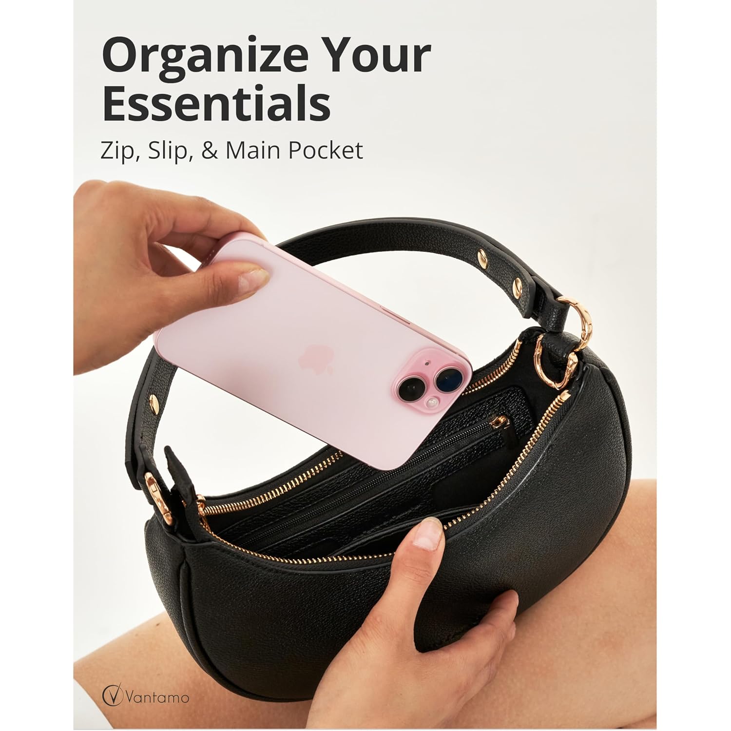 Vantamo Crescent Bags For Dames with RFID Protection, - Image 4