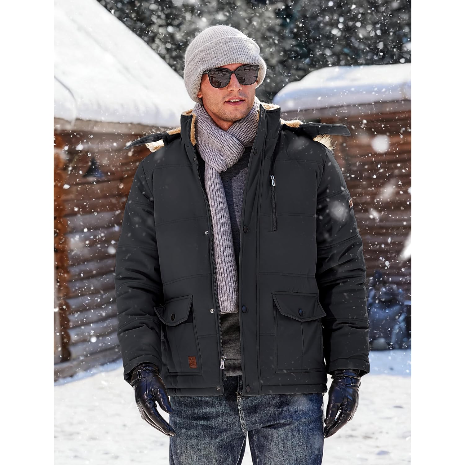 TACVASEN Heren Winter jas with capuchon Water Repellent - Image 6