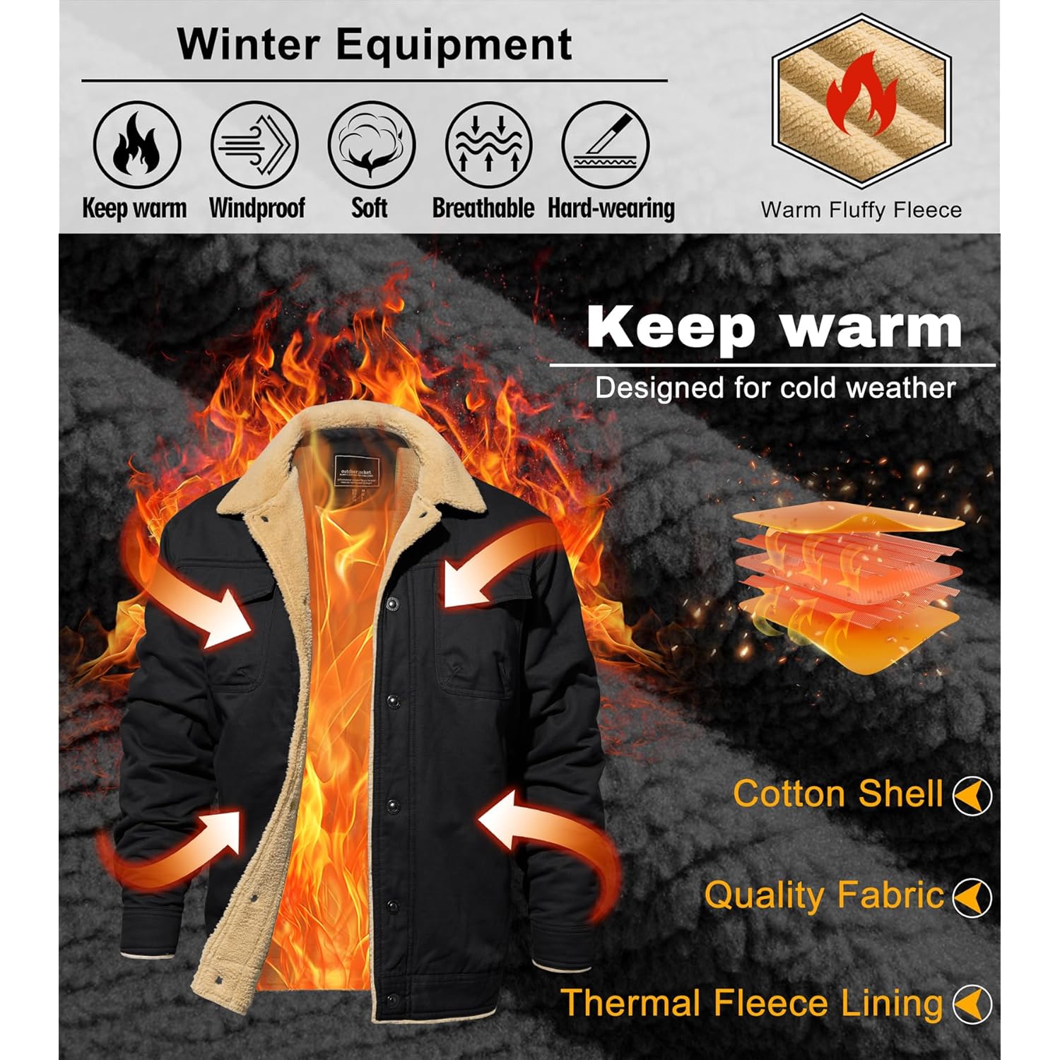 EKLENTSON Heren Winter jas Thick Thermal Cotton Warm - Image 3