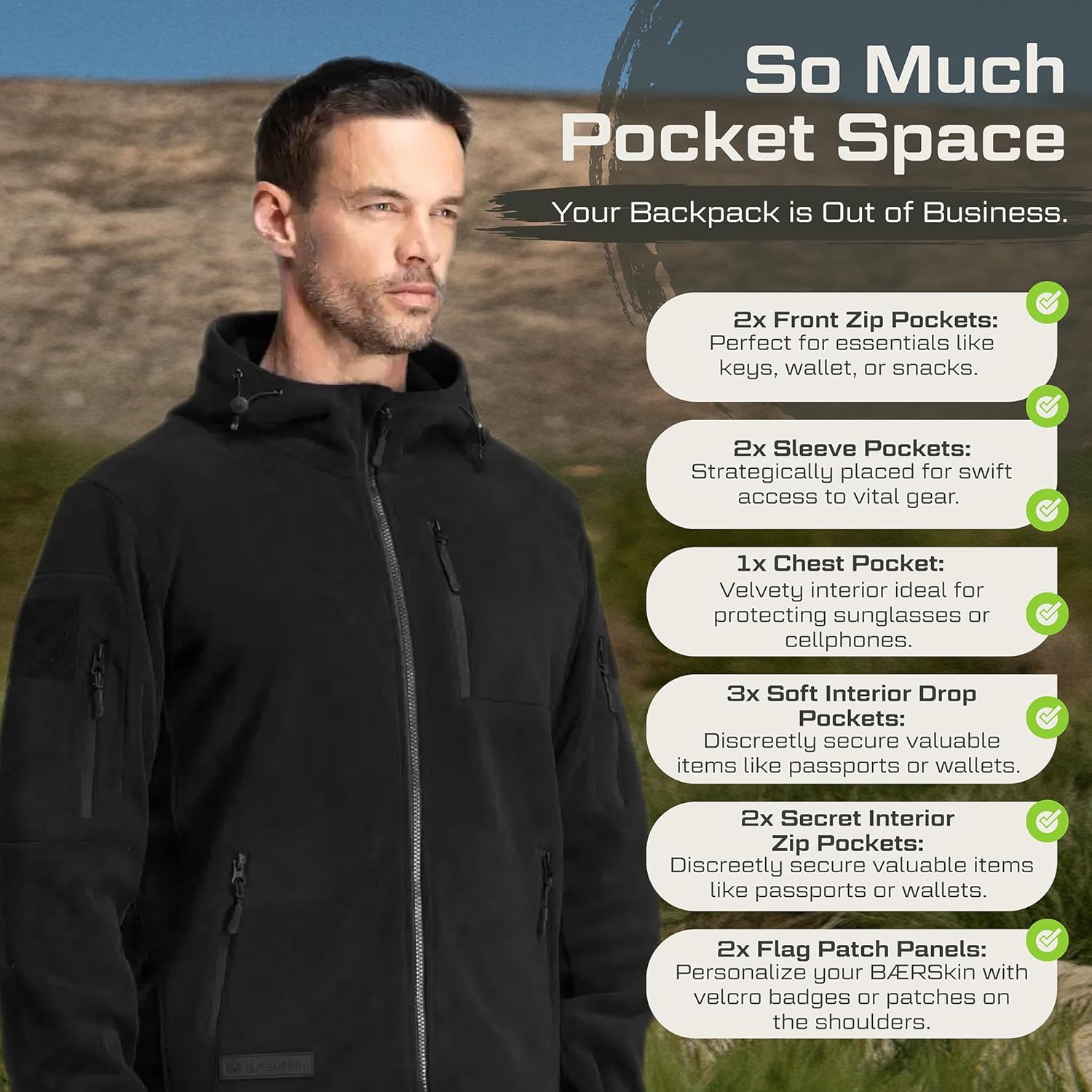 Heren Hoodie Jacket for Heren 4.0 - Military Style fleece Sweater for - Image 3