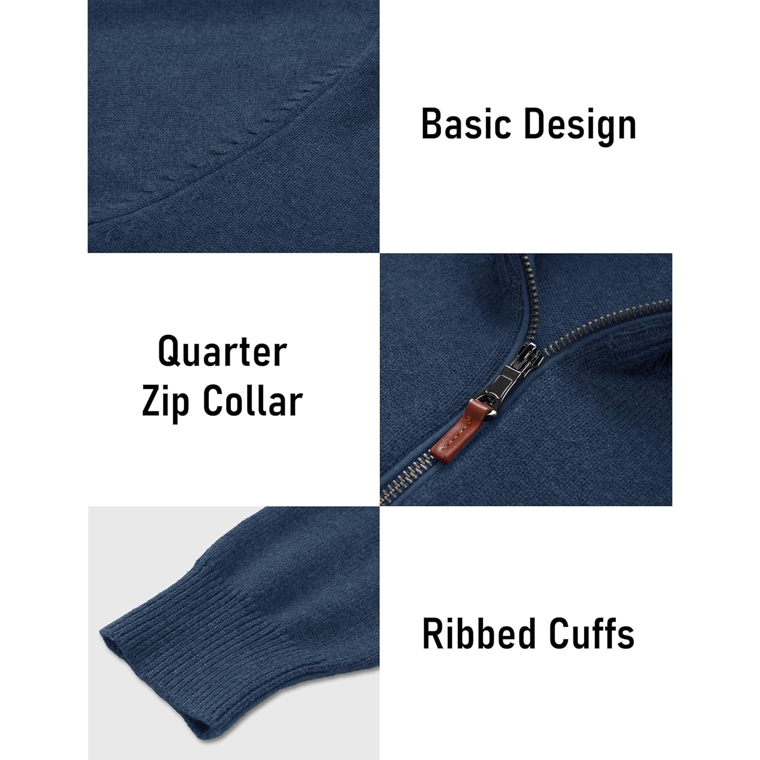 Heren hoodie zip pullover Lightweight Mock Neck Polo Sweater Long Sleeve Warm - Image 5