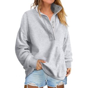 ANRABESS Dames oversized sweatshirt Long Sleeve Henley pullover