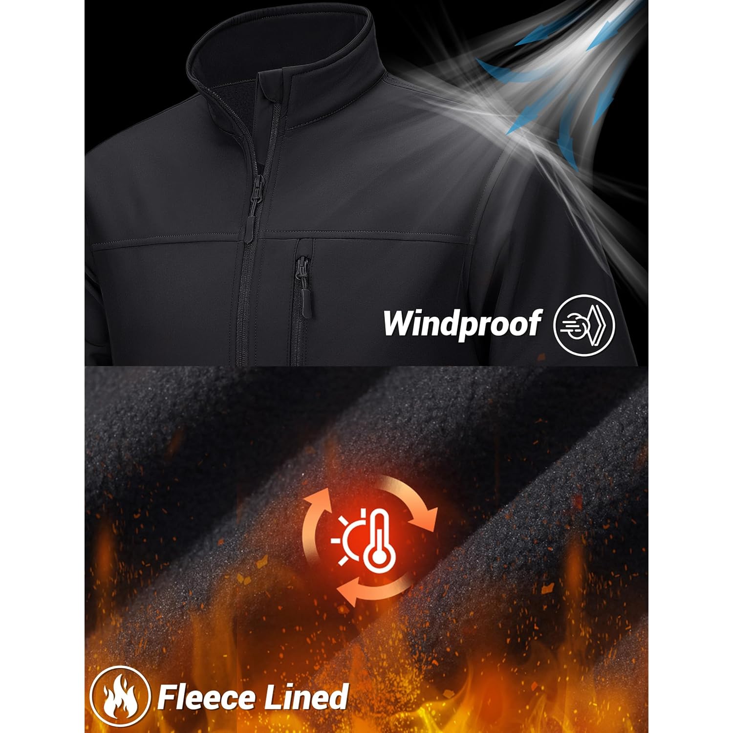 TACVASEN Heren lichtgewicht softshell jas Fleece gevoerd waterdicht - Image 4