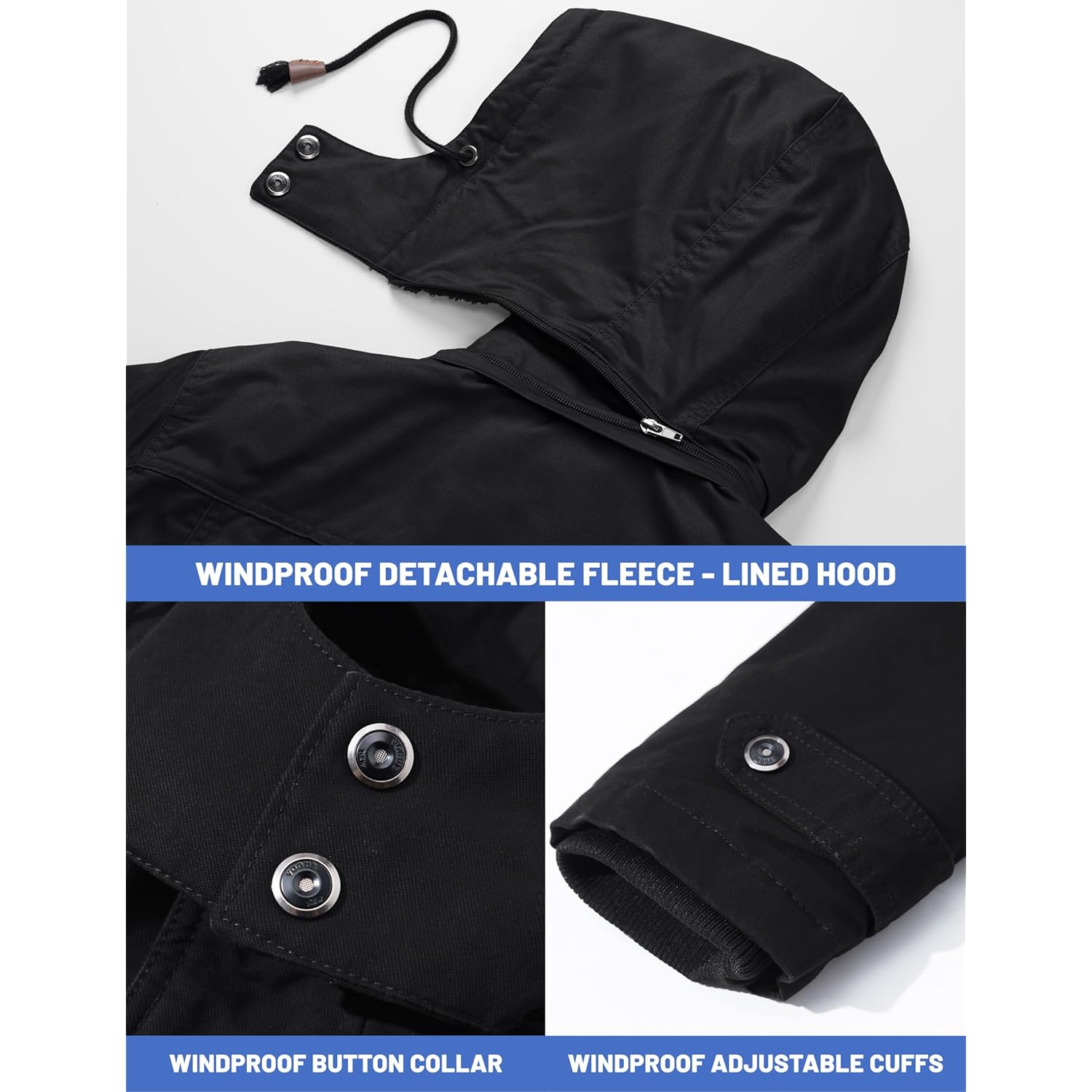 TACVASEN Heren Winter jas Cotton Military jassen Fleece - Image 5