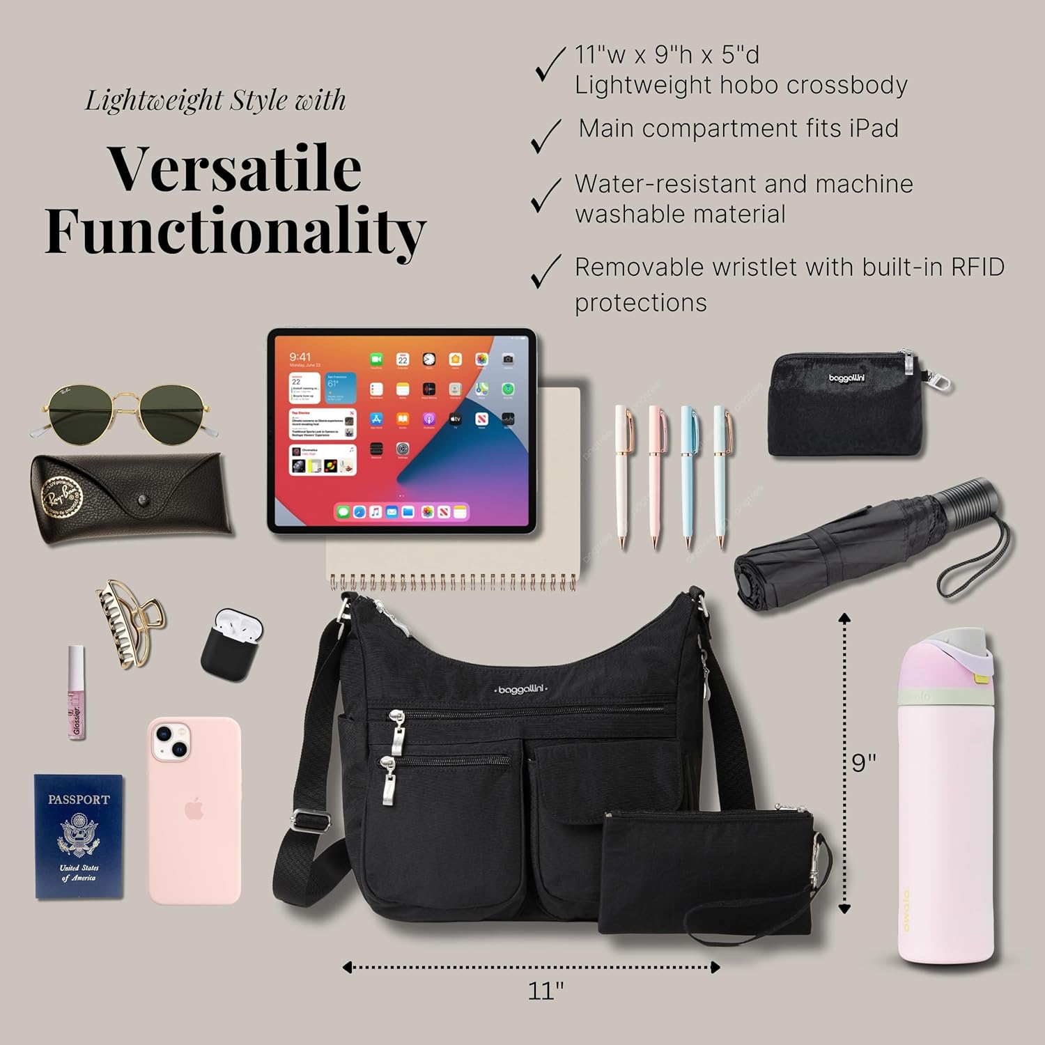 Baggallini Everywhere Bagg crossbody Dames 11x9 Lightweight nylon - Image 4