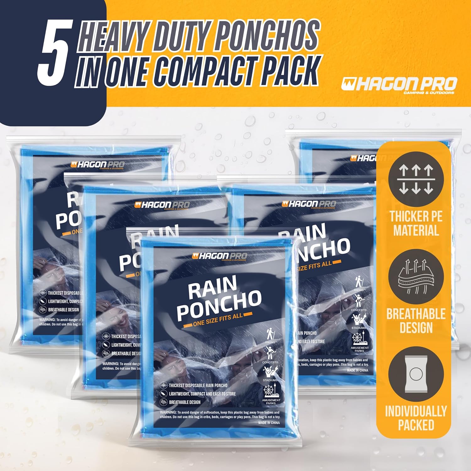 Hagon PRO Disposable regen Ponchos for Adults (5 - Image 2